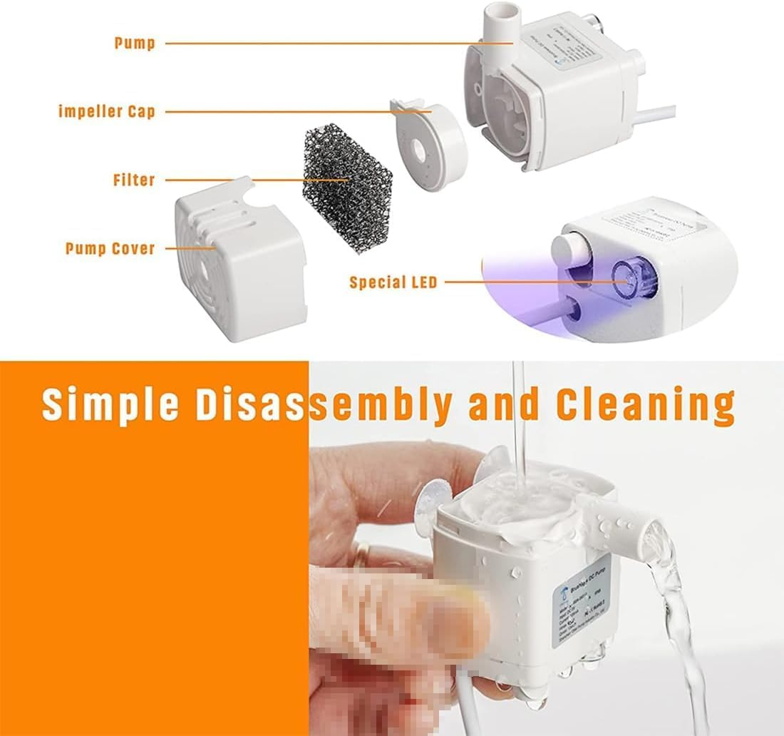 Cat Water Fountain Automatic Drinker for Pet,2L Ultra-Quiet Pet Water,With Level Window&Led Light,Pet Dispenser Blue (JPA-11) image number 1