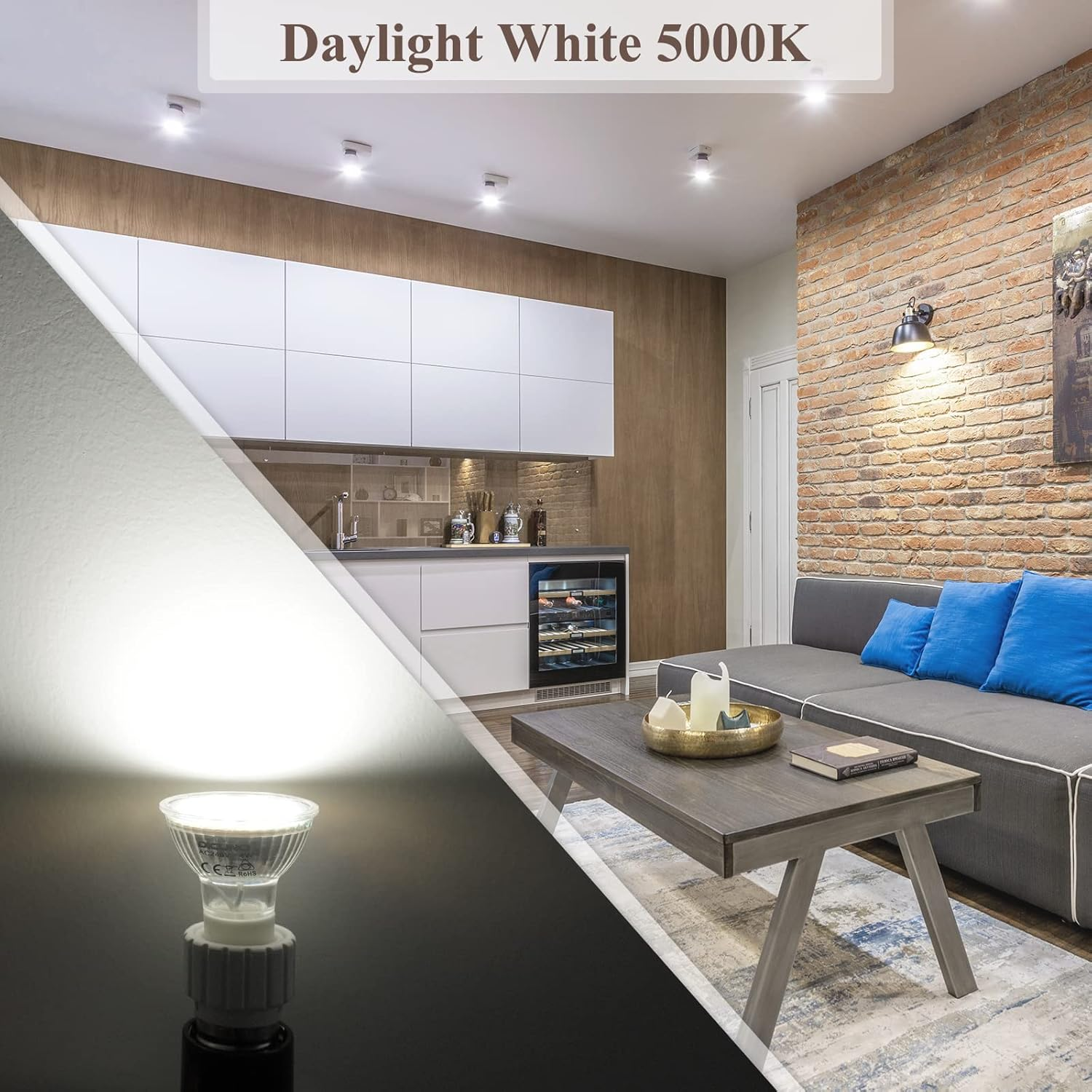 Dicuno GU10 LED Bulb, 6W 700LM Spotlight, Equivalent to 60W Halogen Lamp, Daylight White 5000K, AC 100-240V, Not Dimmable, 120&deg; Beam Angle, 6-Pack image number 2