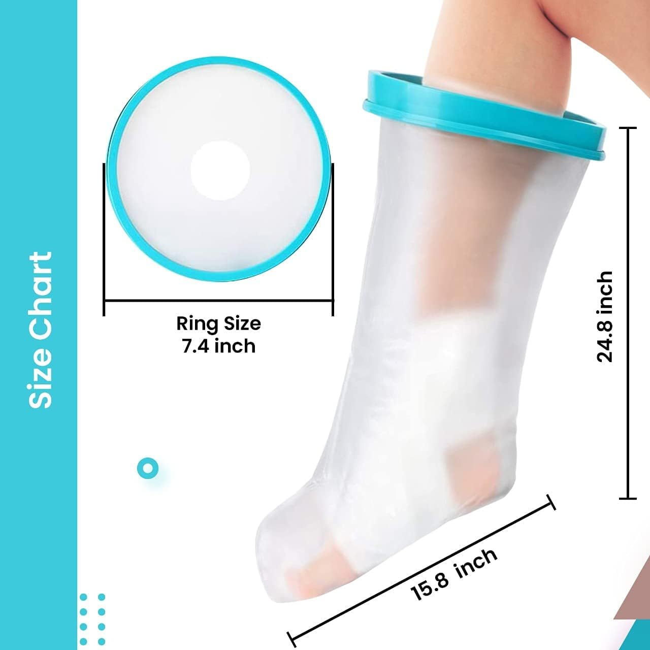 Waterproof Leg Cast Cover for Shower Keep Bandages & Casts Dry in the Shower, Pool, Ocean Fully Submersible + Reusable Keep Sand Out Keep New Tattoos Covered image number 5