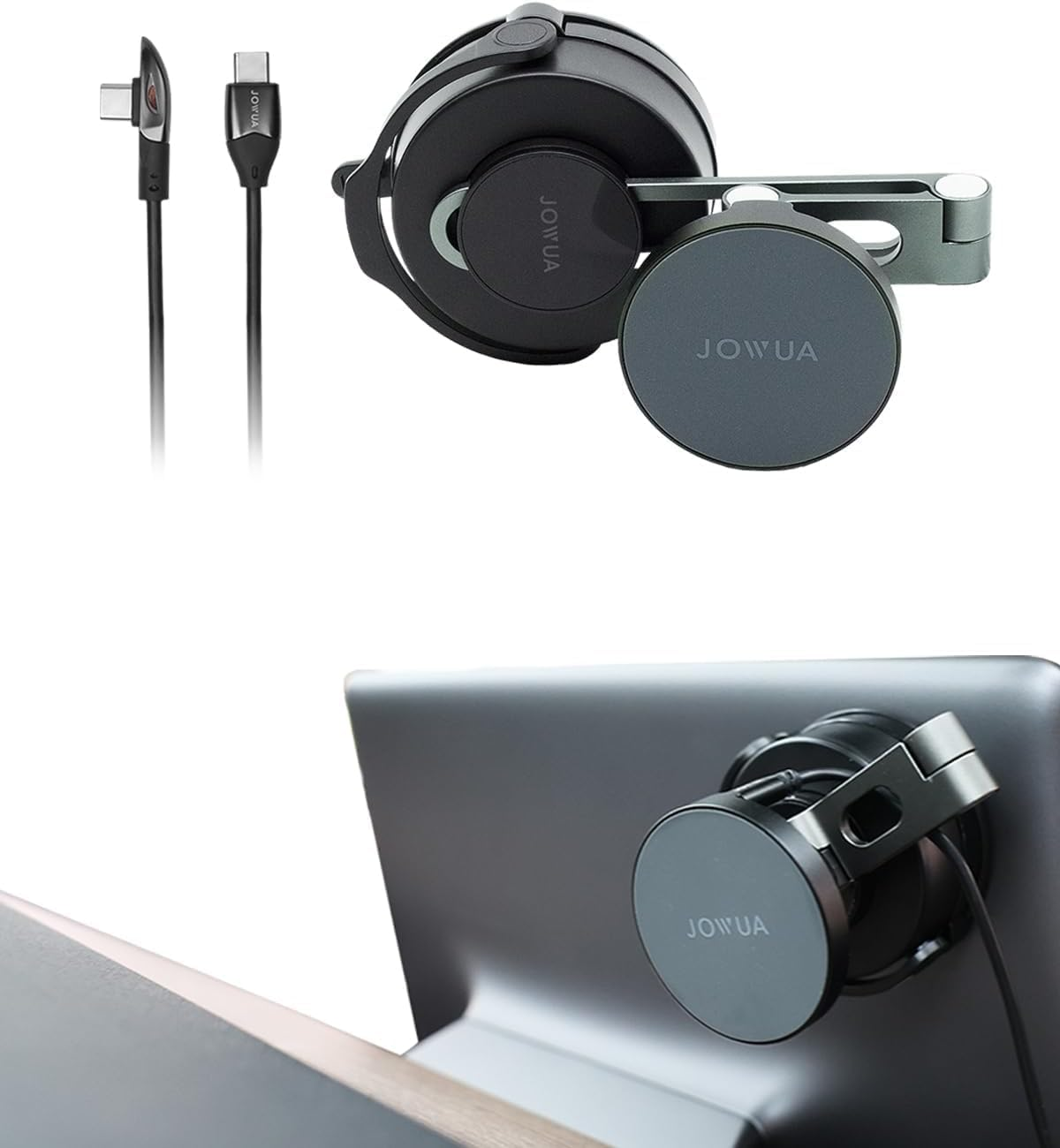 Jowua 6D Invisible Foldaway Car Mount Compatible with Magsafe Compatible with Tesla Model 3/ Y, Model S/X Plaid with Wireless Charging (None-Charging) image number 2