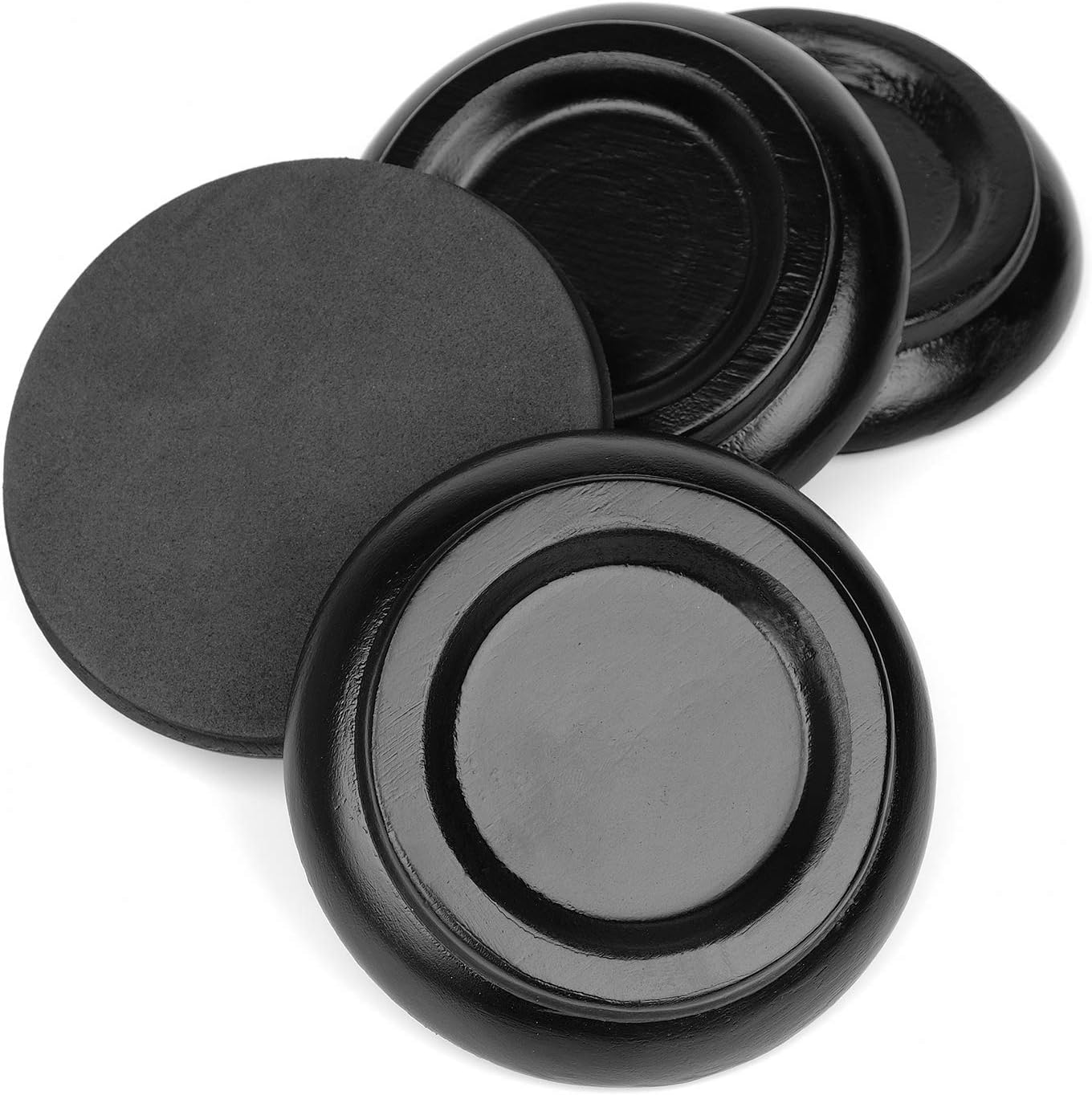 Eison Piano Caster Cups for Upright Piano Wooden Piano Caster Piano Leg Floor Protectors with Non-Slip & Anti-Noise Foam Hardwood Floor Protectors, Set of 4, Black - Brown image number 5