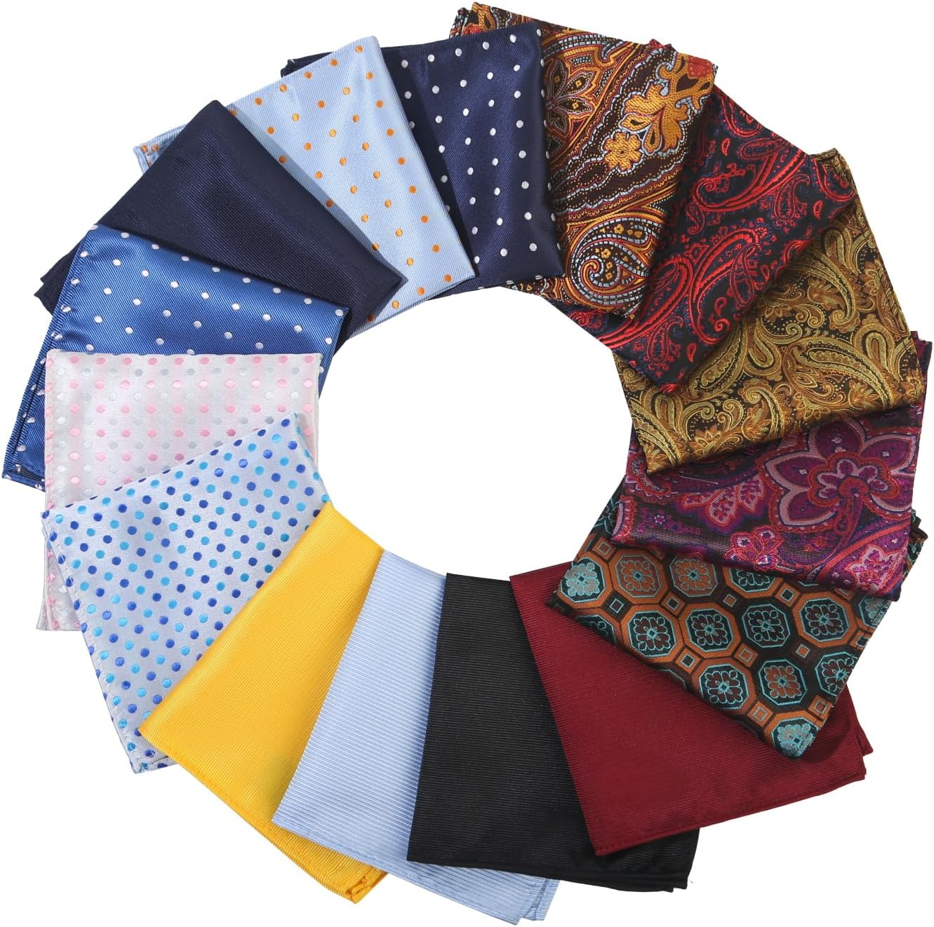 Yamoloz 15 Pack Men'S Pocket Squares, Soft Hankies Premium Mens Pocket Square Handkerchiefs Set, Multicolor, Medium
