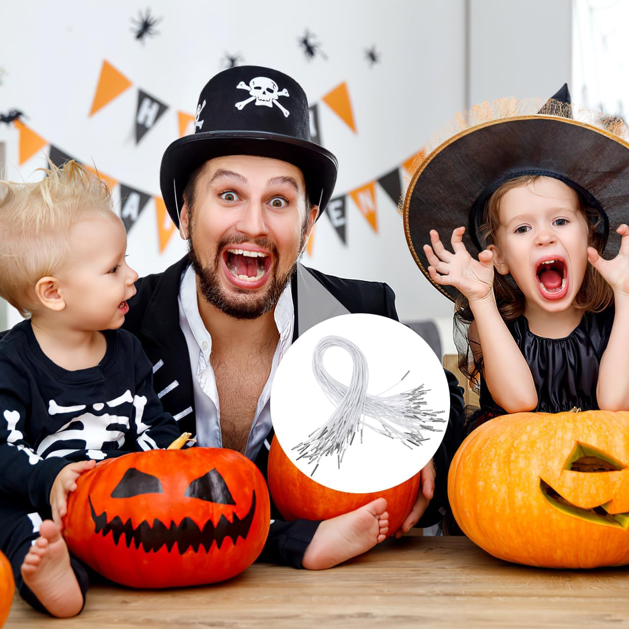 Operitacx 50Pcs Elastic Ropes for Hats Masks DIY Crafts Stretch String Loop with Barbs for Home Use for Family Activities Halloween Parties image number 5