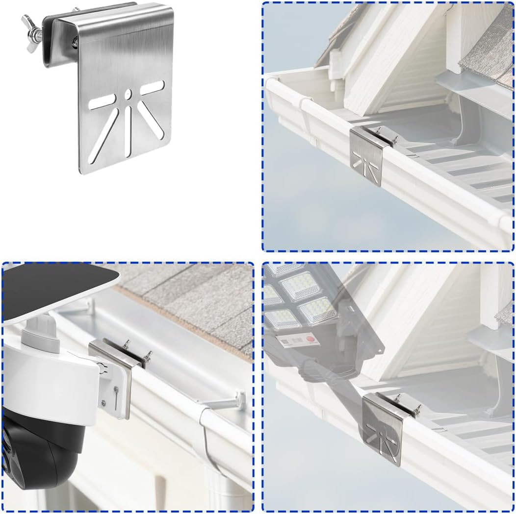 Universal Gutter Mount for Security Cameras, Durable Stainless Steel Surveillance Camera Mount No Drill Monitor Mounting Bracket with Screws Nuts & Washers image number 2