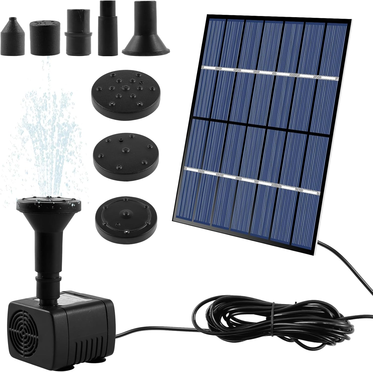 Solar Fountain with 8 Nozzles, Portable Solar Power Water Pump Panel Kit Multipurpose Solar Pond Pump Outdoor Solar Water Fountain Pump for Bird Bath, Garden, Pond, Pool, Outdoor image number 4