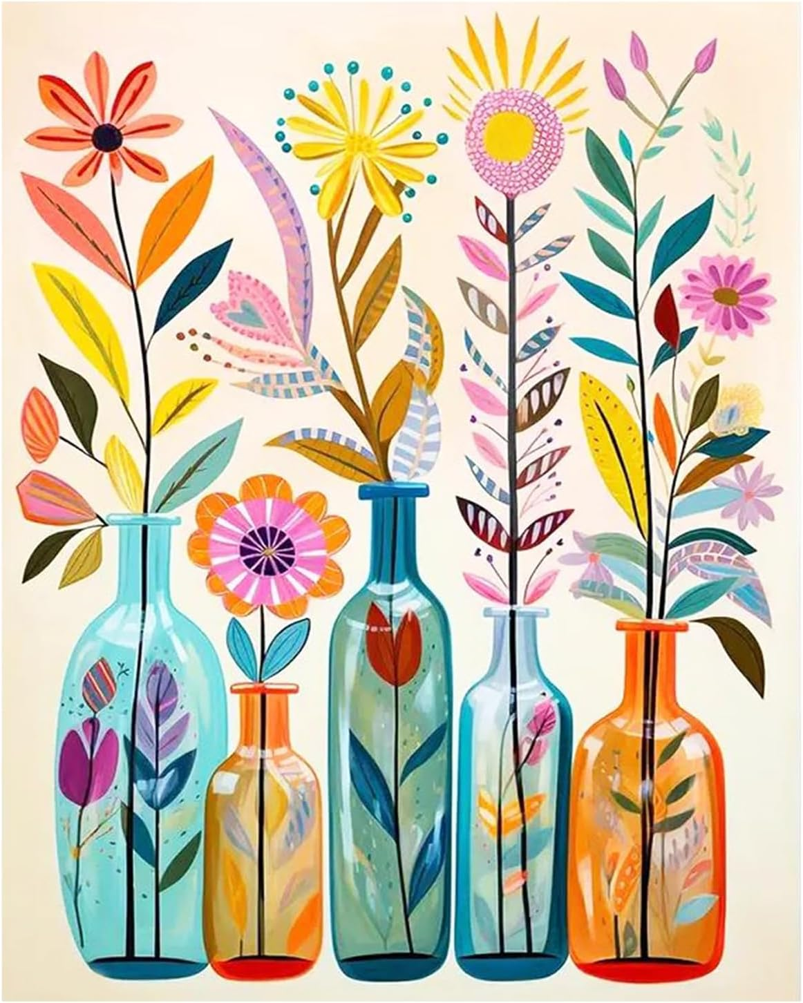 Nhemeylp Paint by Numbers for Adults Colorful Flowers Paint by Numbers Kits on Canvas Easy DIY Acrylic Pigment Drawing Paintwork Watercolor Oil Painting Craft Art for Home Wall Decor 16X20In image number 3