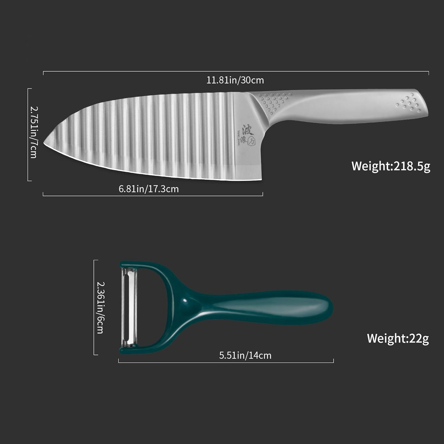 Crinkle Cutter for Veggies Wavy Knife: French Fries Potato Slicer and Peeler Stainless Steel Blade Pickle Chopper for Kitchen image number 4