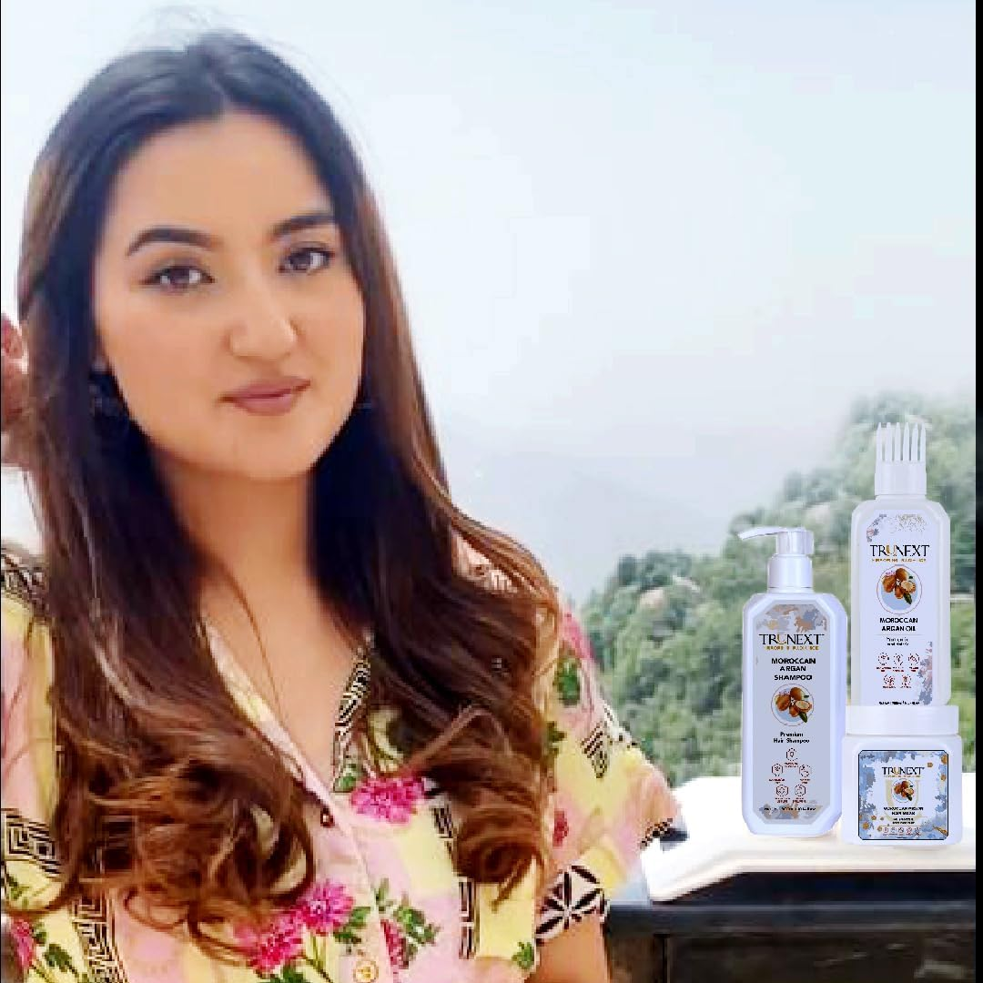 TRUNEXT MOROCCAN ARGAN OIL 200ML +ARGAN SHAMPOO 300ML- HAIR COMBO, HAIR CARE ROUTINE, HAIR SET, HAIR KIT image number 2