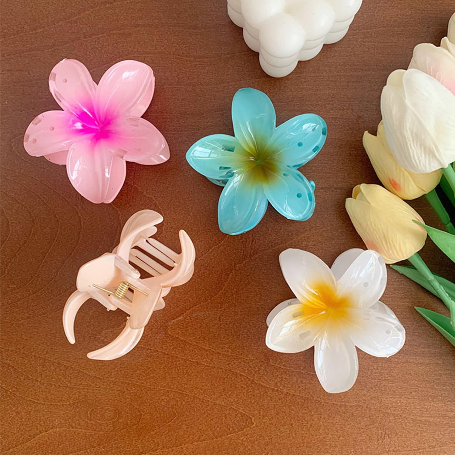 8 Pieces Frangipani Holding Clips Flower Shaped Hairpins Travel Holiday Accessories Holiday Memorial Gifts image number 2