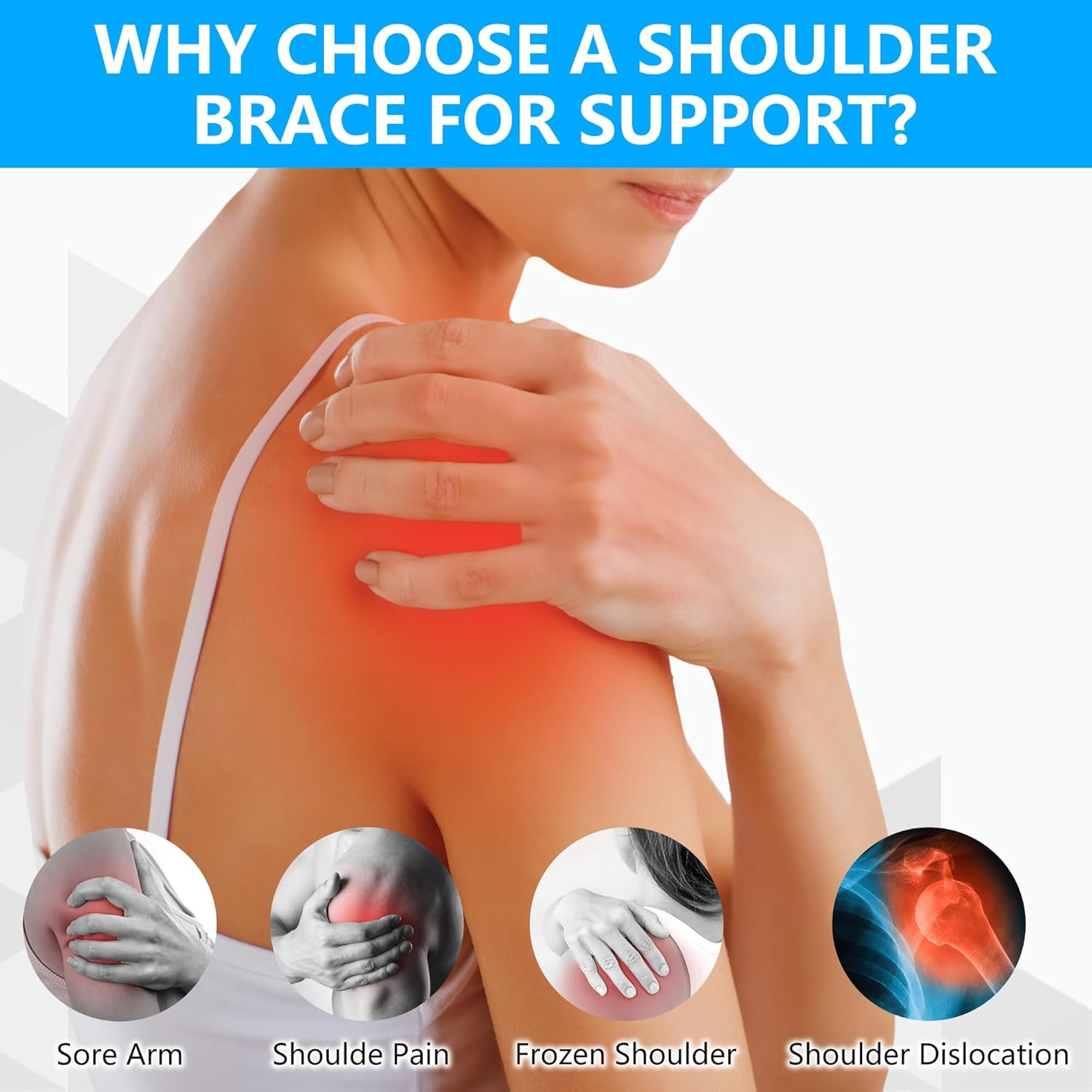 Shoulder Brace for Pain Relief - Adjustable Support for Rotator Cuff Injuries, Tendonitis & Shoulder Recovery, Breathable Neoprene Wrap, Universal Fit for Adults image number 4