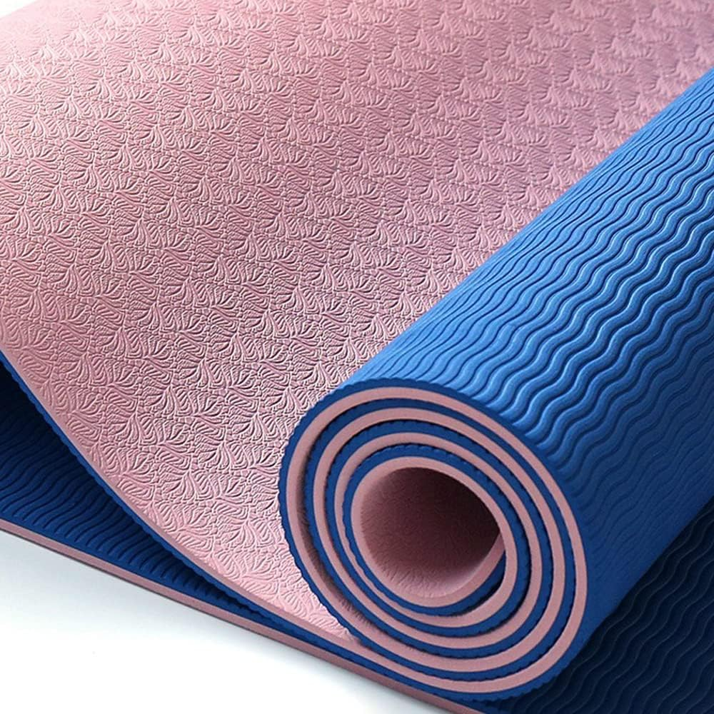 HJB VISSO Yoga Mat, Non Slip Pilates Fitness Exercise Mat with Alignment Marks for Women Men, 183 X 61 X 0.6Cm Thick Eco Friendly TPE, Carrying Strap & Storage Bag Included - Pink/Blue image number 6