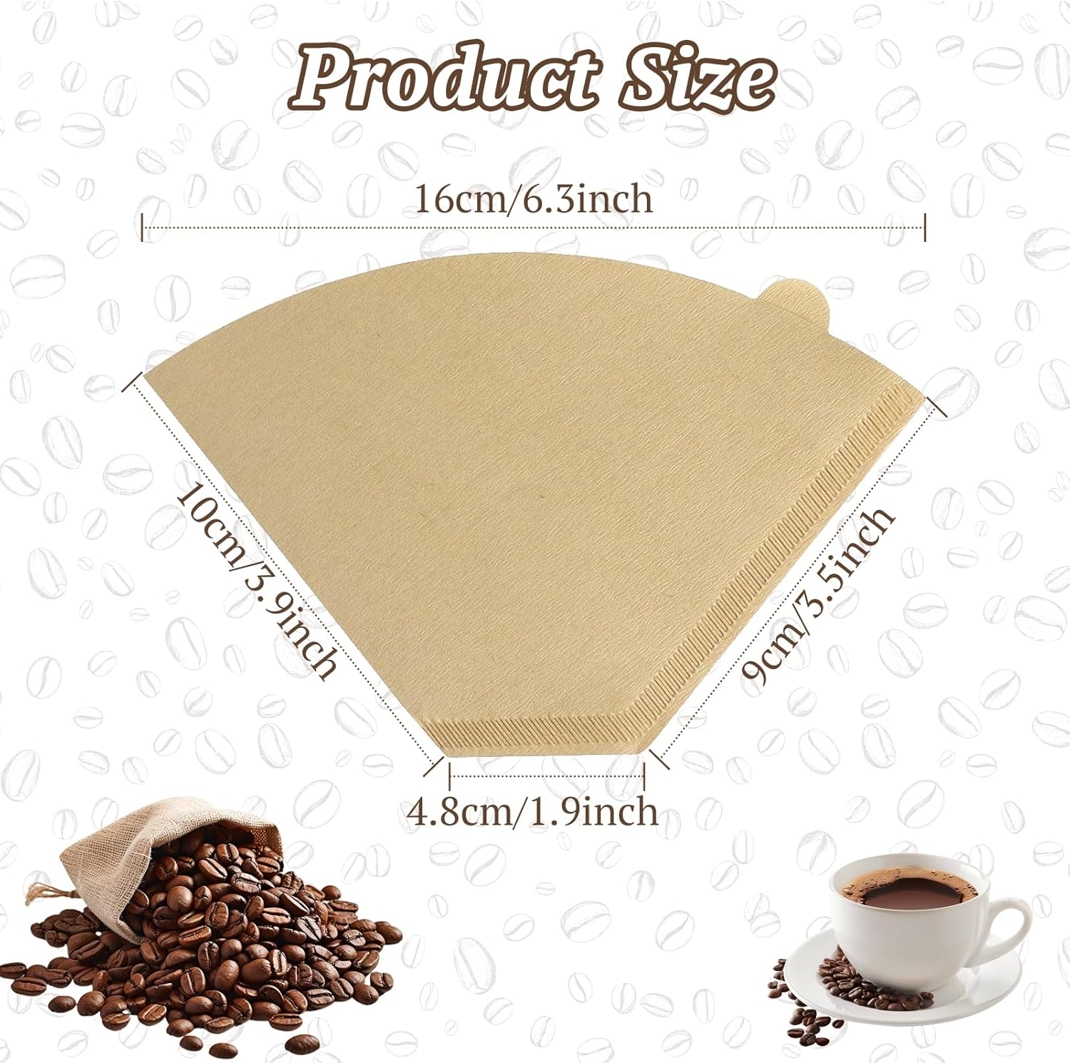 NAILGIRLS Coffee Filter Paper - 200 Count Natural Coffee Filters 2-4 Cup, Size 102 Unbleached Original Wooden Drip Paper for Coffee Machines & Coffee Cones,Disposable for Pour over & Drip Coffee Maker image number 6