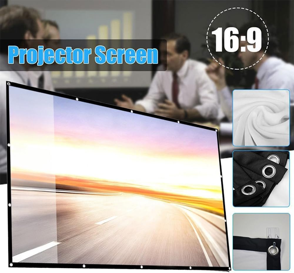 HPAMR Mini Projector Screen, Portable 60-Inch Foldable Projection Screen, 4K Movie Projector Screen, 16:9 HD Foldable Portable Movie Screen for Indoor and Outdoor Movie Nights, Presentations, Gaming image number 2