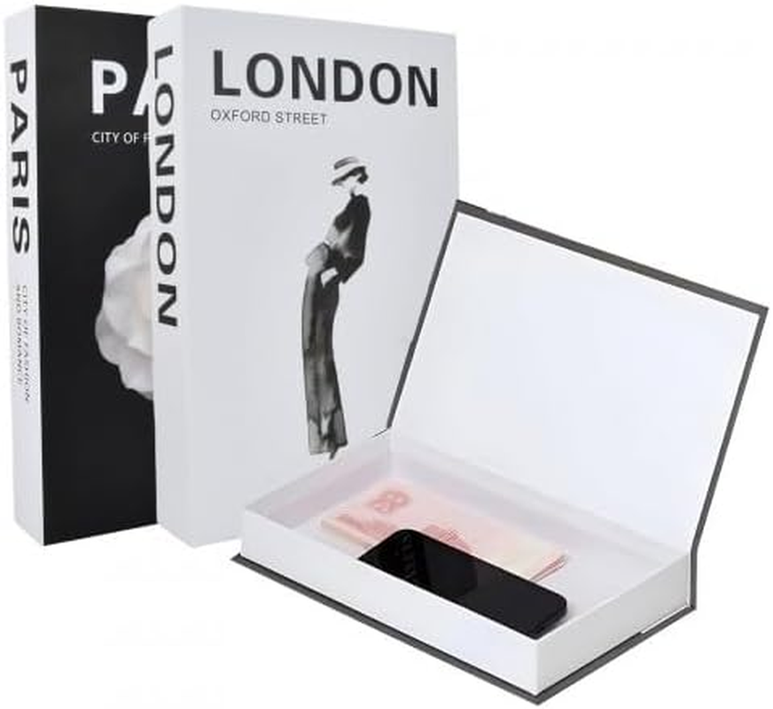 3 PCS Magnetic Decorative Fake Books, Fashion Fake Book Box, Stacked Hardcover Faux,Black White Decor Books with Storage Function, for Home/Coffee Table//Office image number 3