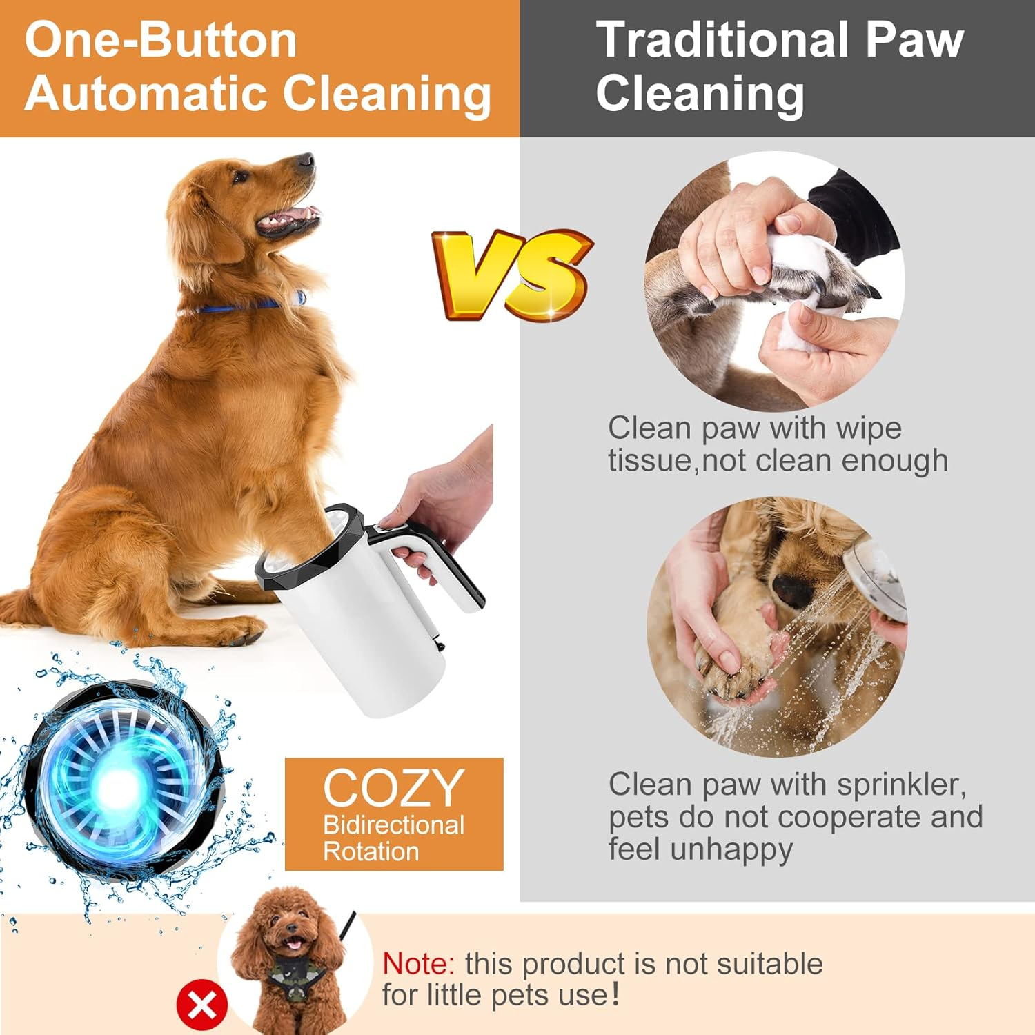 MYPIN Automatic Dog Paw Cleaner, 7.4V Rechargeable Dog Paw Washer Cup, 2-In-1 Portable Pet Paw Cleaner with Soft Silicone Brush, Suitable for Big Dogs and Cats with Muddy Paws (Black) image number 4