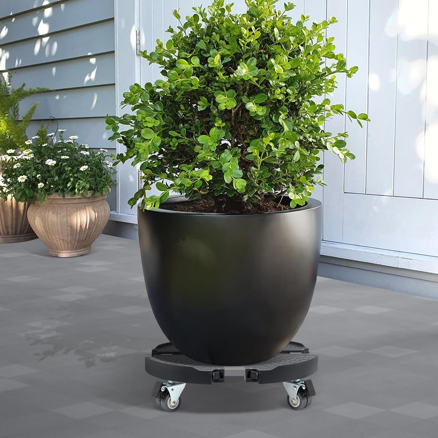 W B D WEIBIDA Plant Stand with Wheels Heavy Duty, Adjustable 15-21" Plant Caddy with Casters, Rolling Plant Holder Stand, Large Potted Planter Cart Dolly for Flower Pot Outdoor Indoor - Black image number 4