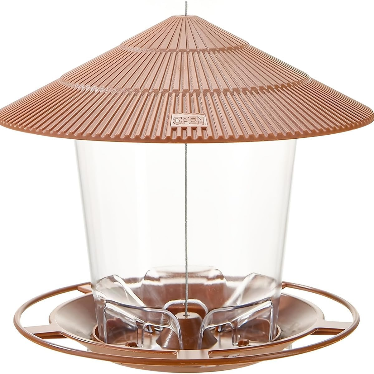 AIMALL Outdoor Hanging Bird Feeder 7.09X6.5In Plastic Feeder for Garden Yard Balcony, Automatic Bird Feed Dispenser with Multiple Feeding Ports