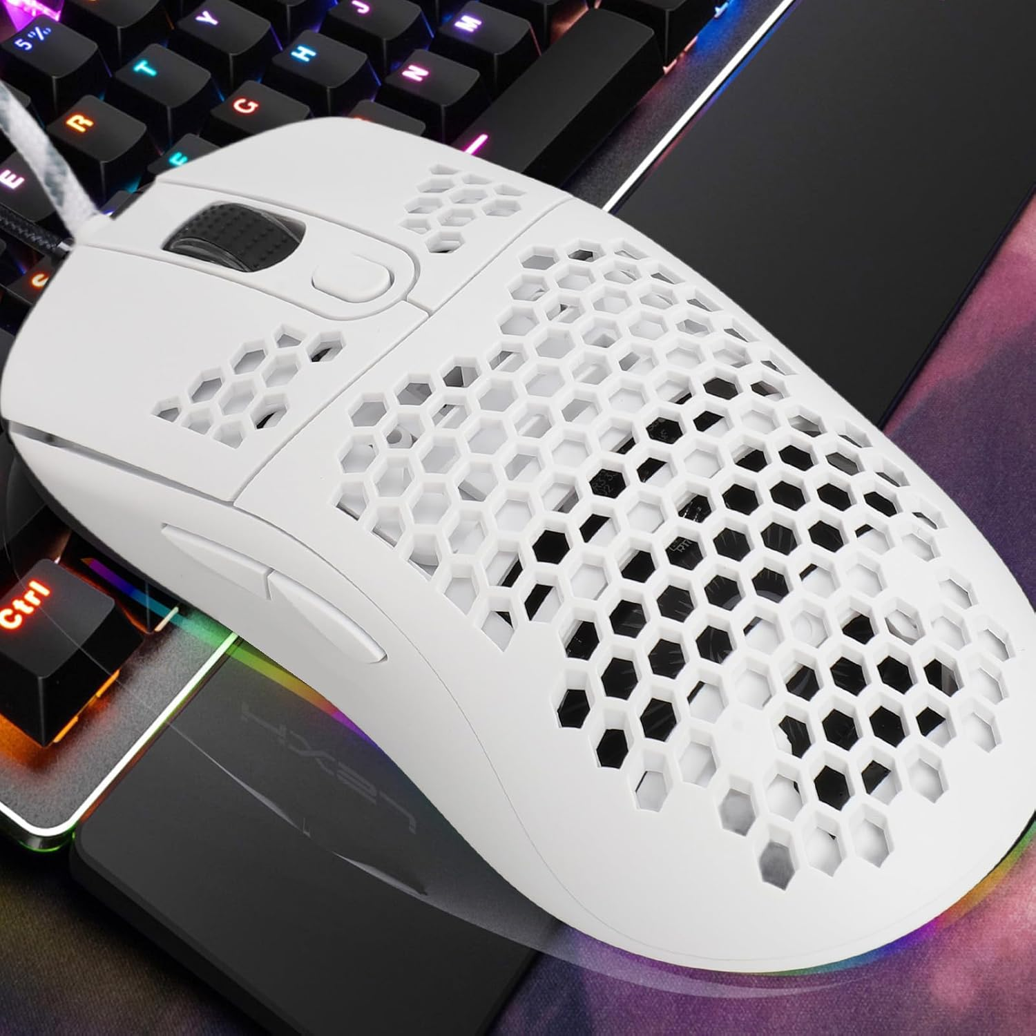 Wired Gaming Mouse, USB Optical Computer Mice with RGB Backlit, 6 Adjustable DPI up to 8000DPI, 6 Programmable Buttons, Ergonomic Computer Mice for Windows/Pc/Laptop Gamer (White) image number 2