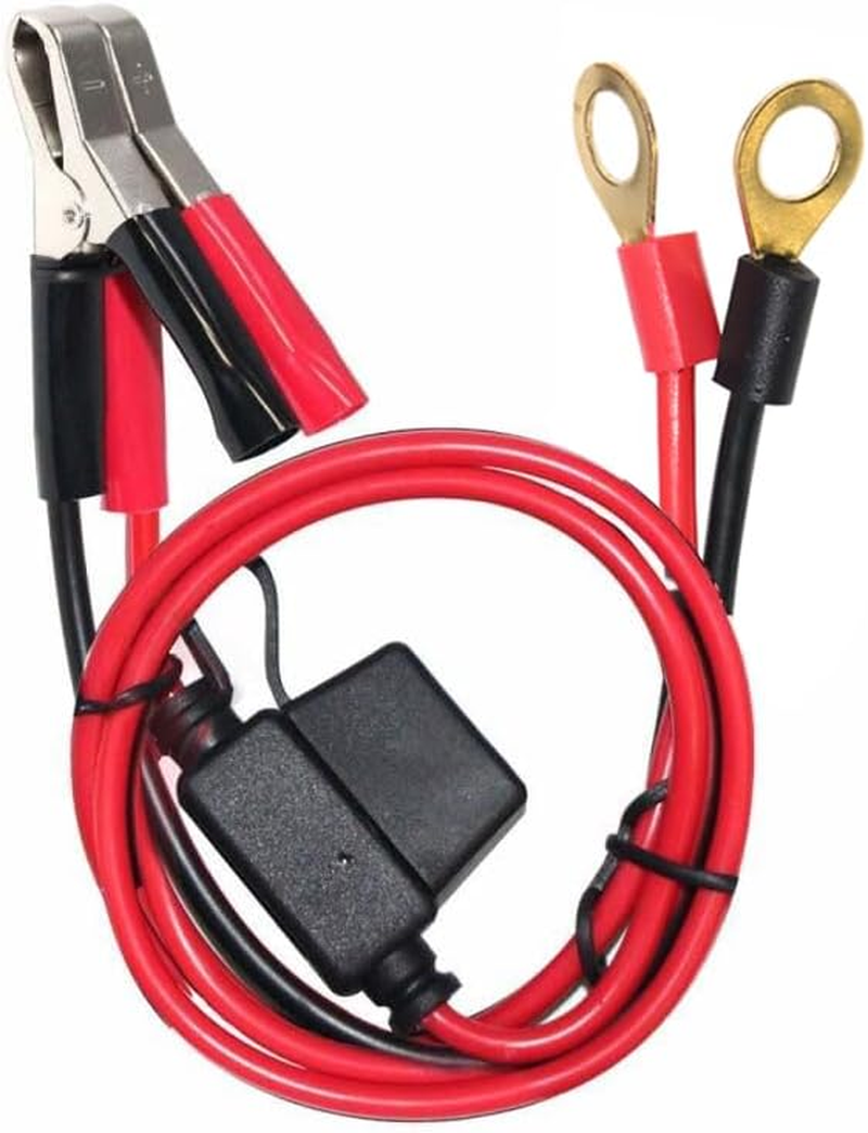 12V-24V Eylet O Terminals to Alligator Clip Cable Power 16AWG with 15A Car Fuse,30A Crocodile Clamps 3FT Cord image number 4