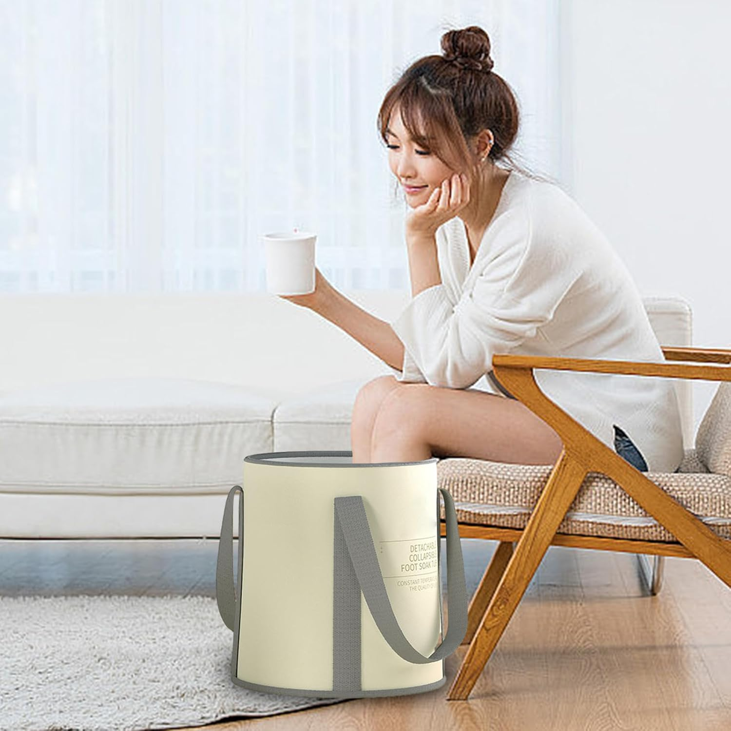 Portable Foot Bath | Foldable Pedicure Foot Bucket Bag,Feet Soaking Tub and Foot Wash Basin for Foot Soak, Foot Spa and Laundry, Outdoor and Travel Hoffti image number 3