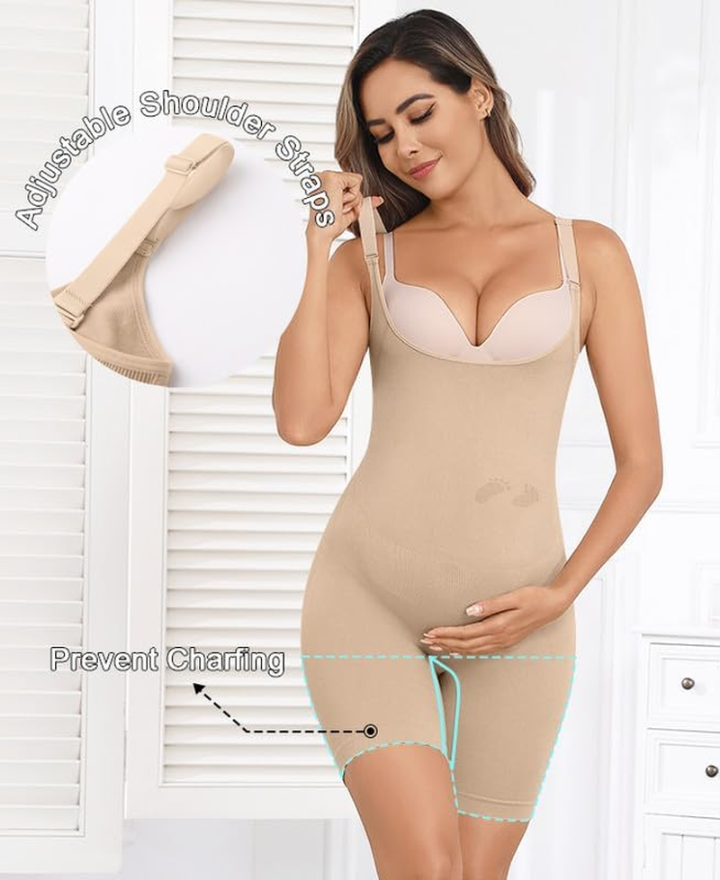 Women'S Maternity Bodysuit Seamless Pregnancy Shapewear Shorts under Dresses Belly Support image number 4