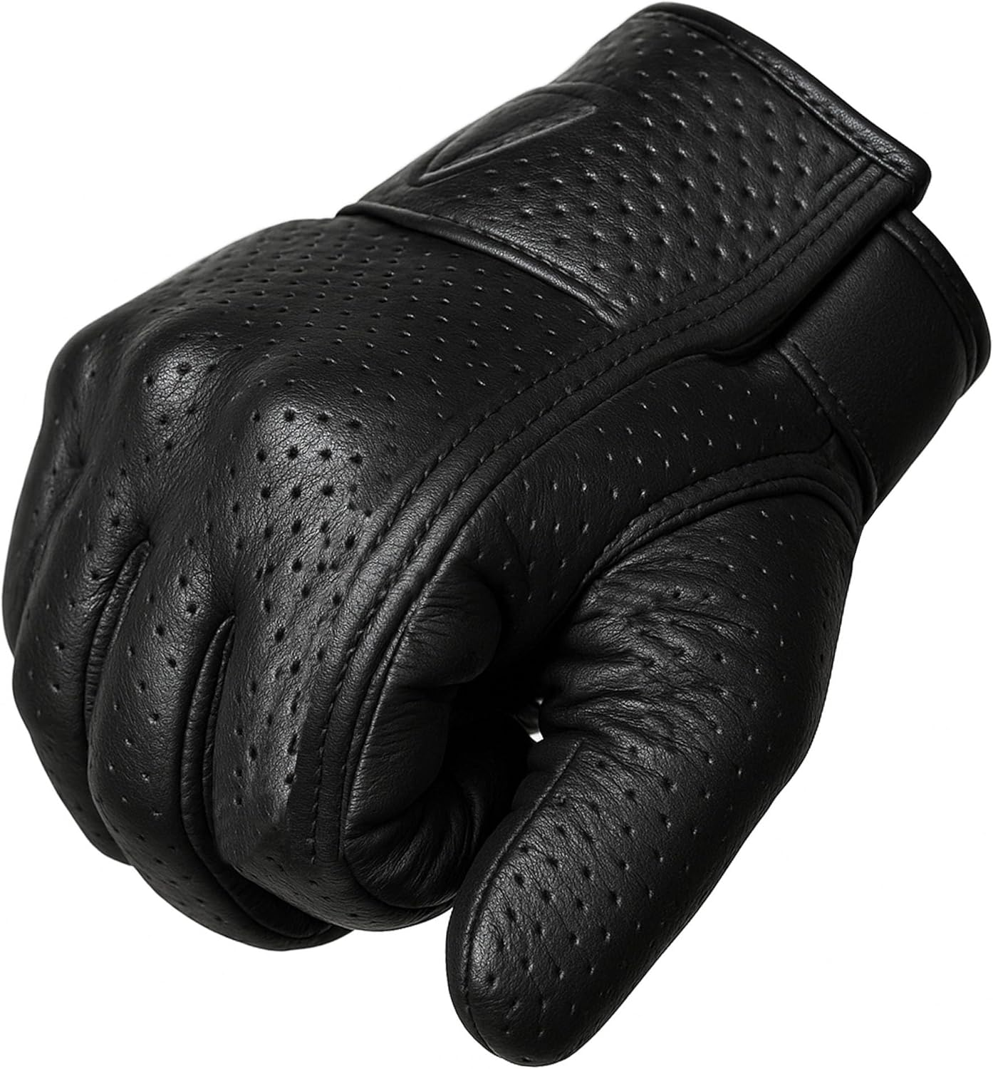 Jackets 4 Bikes Premium Men'S Motorcycle Leather Perforated Cruiser Protective Gel Gloves image number 5