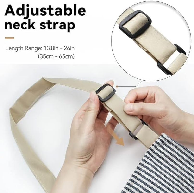 2 Packs Adjustable Apron Bib, Kitchen Cooking Aprons with Big Pocket for Women Men, Chef, Kitchen, Home, Restaurant, Cafe, Cooking, Baking (Streak/Blue & Red) image number 1