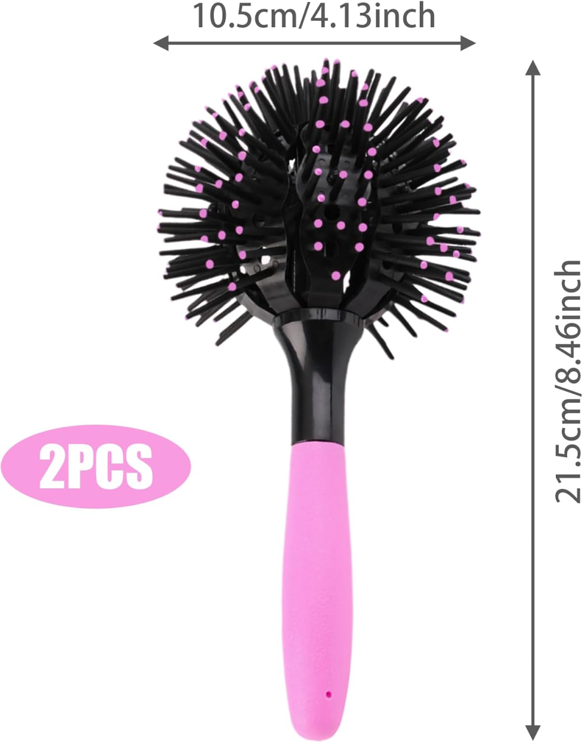 Curly Hair Brush 2PCS 8.5 Inch round Ball Curly Defining Brush with Small Massage Dot Hollow 360 Degree Portable Curly Hair Tools for Detangling Shaping, Curly Hair Tools image number 2
