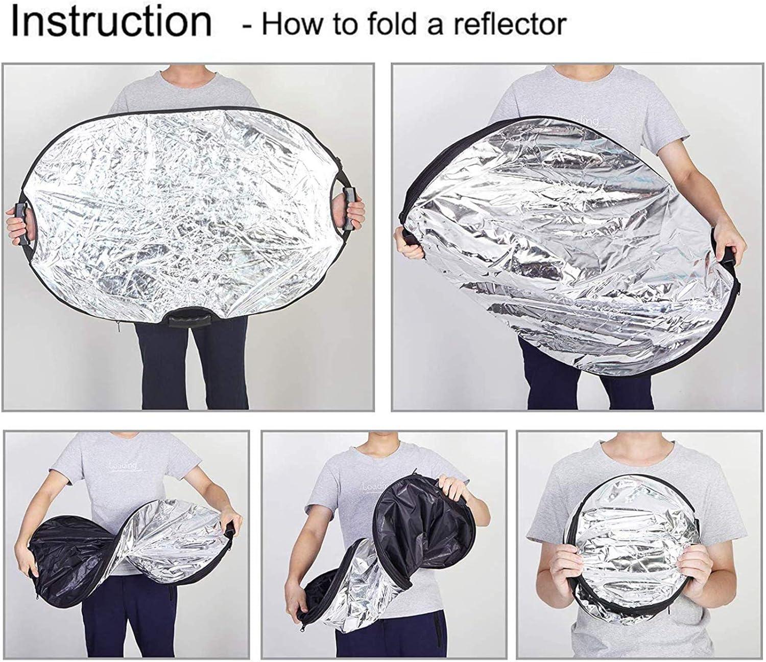 Selens Collapsible 5-In-1 80X120Cm Oval Reflector for Photography Photo Studio Lighting & Outdoor Lighting Portable Multi Disc Light Reflector in Translucent Silver Gold White Black - 120X150Cm Oval image number 6