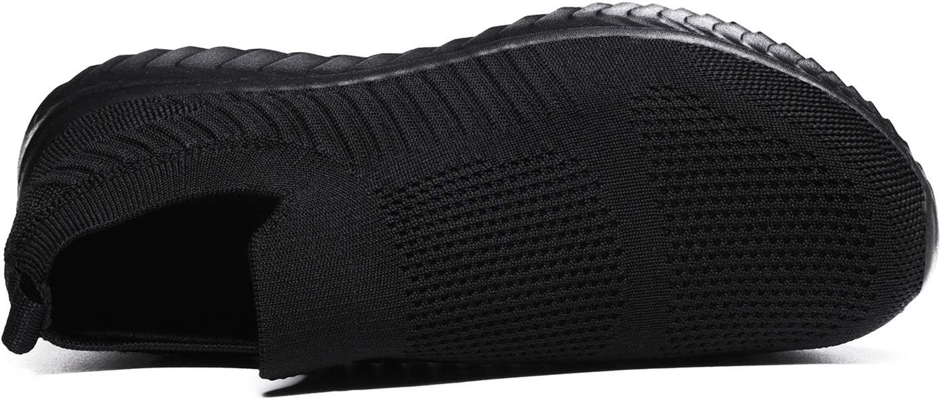 SPRGREEN Mens Laceless Slip - on Mesh Knit Sneakers for Casual Athletic Walking & Running - Lightweight, Comfortable, Breathable, Black, 9.5 image number 2