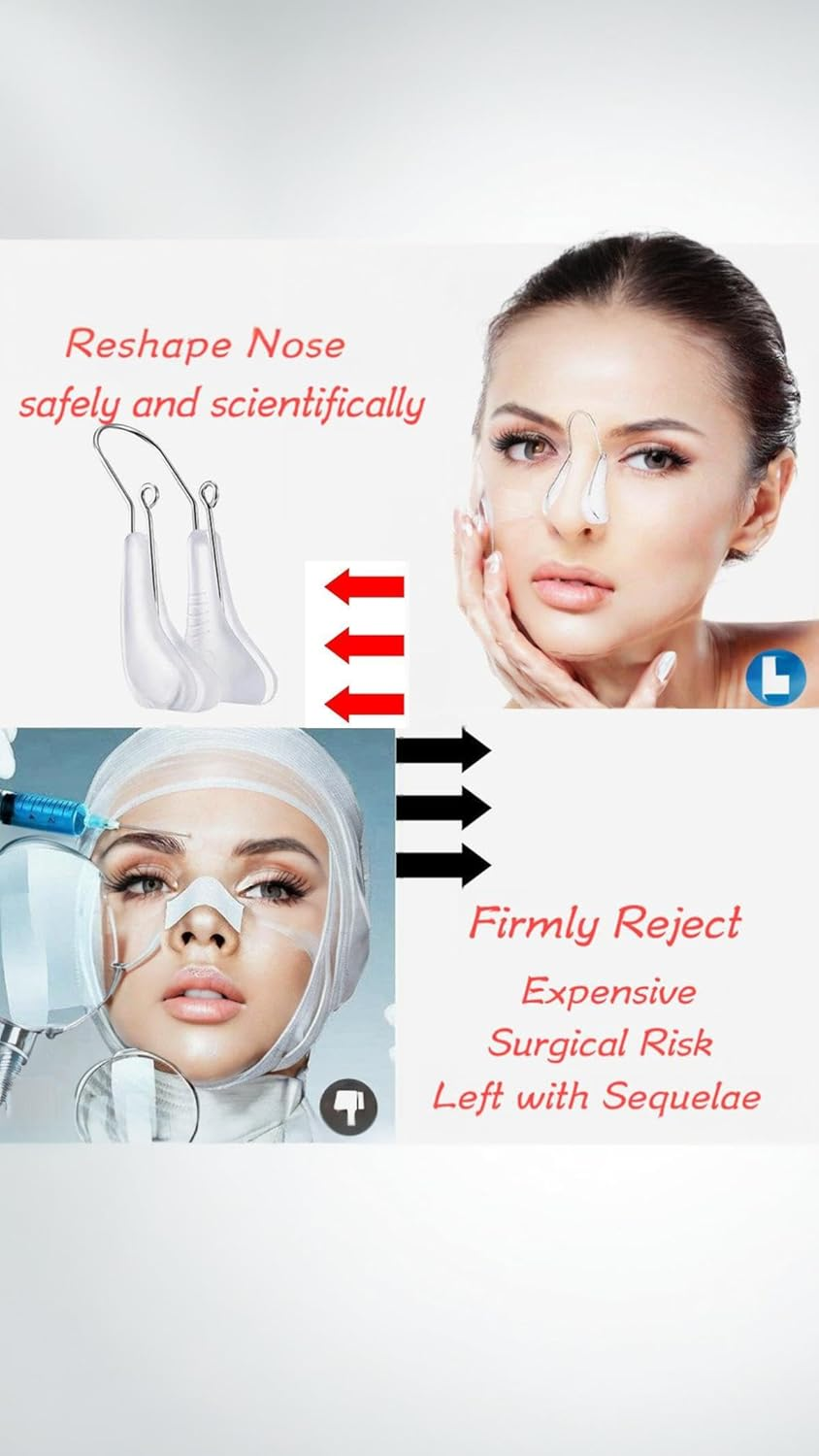 Nose Shaper Clip Nose Beauty up Lifting Tool Pain-Free Rhinoplasty Device Soft Safety Silicone Rhinoplasty Nose Bridge Straightener Corrector Slimming Device for Wide Crooked Nose Women and Men