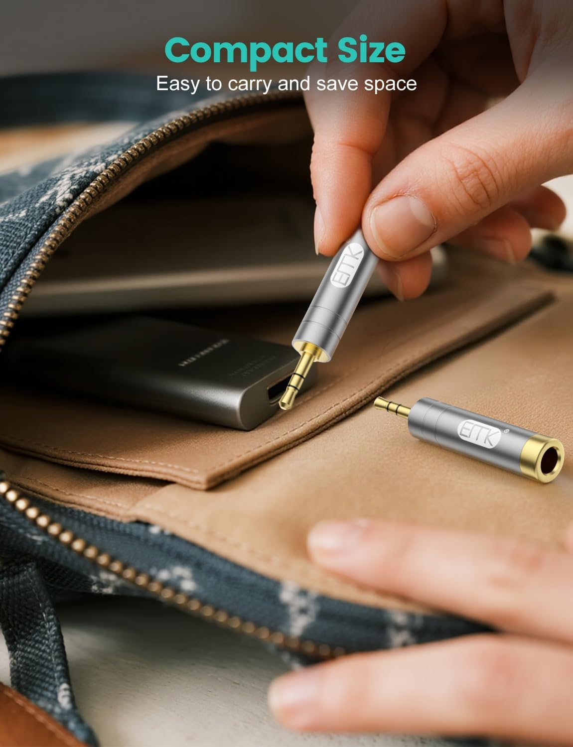 EMK 1/4'' to 3.5 Mm Stereo Pure Copper Headphone Adapter, 3.5 Mm(1/8'') Plug Male to 6.35 Mm (1/4'') Jack Female Stereo Adapter for Headphone, Amp Adapter, Black 2-Pack image number 6