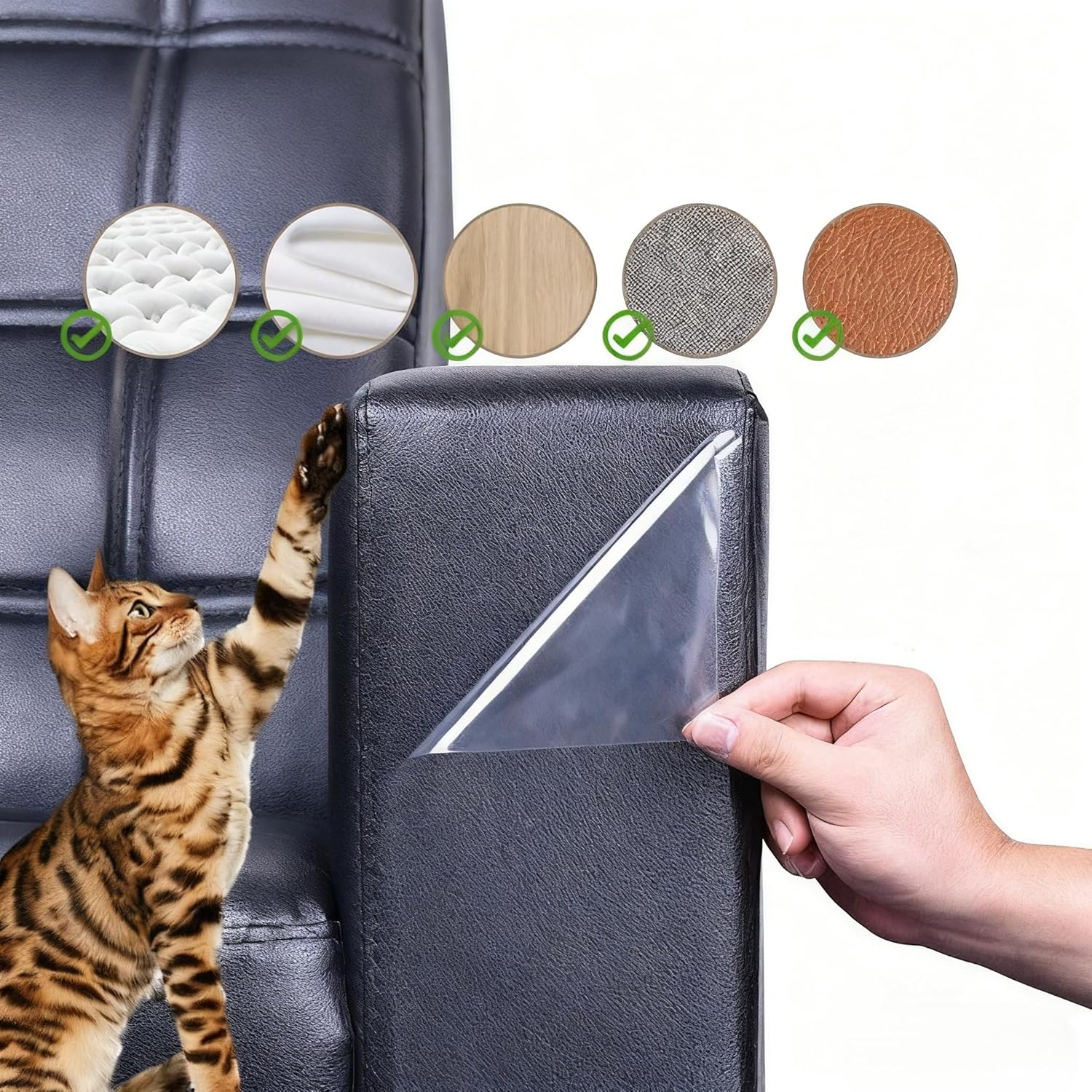 Tonsitian Cat anti Scratch Tape Transparent Furniture Protector, 30Cm X 5M Wear and Scratch Resistant Cat Scratch Deterrent Sticky Paws Tape for Carpet, Sofa, Couch, Door image number 1