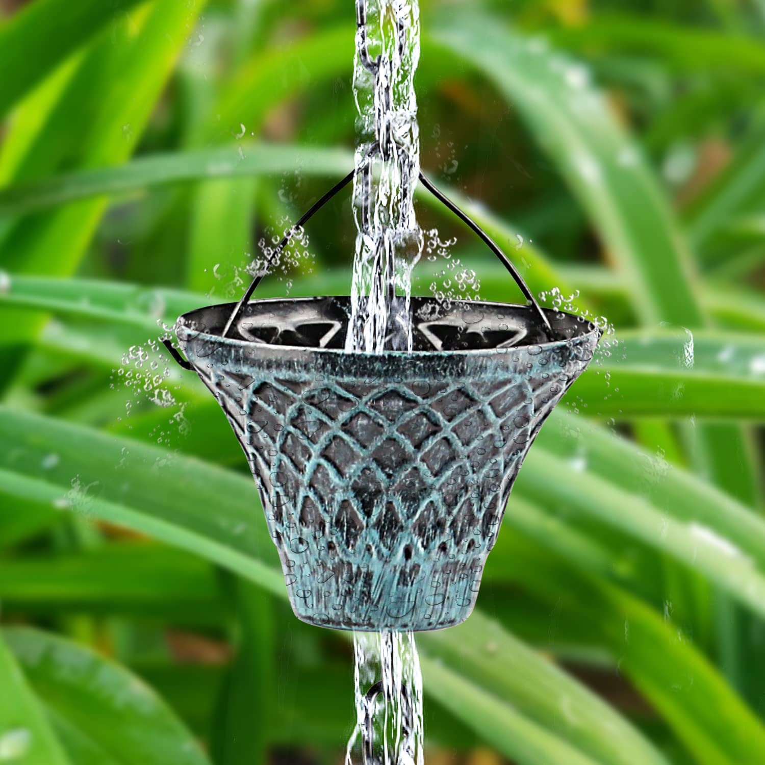 Tfro & Cile Rain Chain Gutter Downspout Catcher outside Water Diverter Decorative Garden Rain Cups Chime Home Decor - 8 1/2 Feet Long image number 4