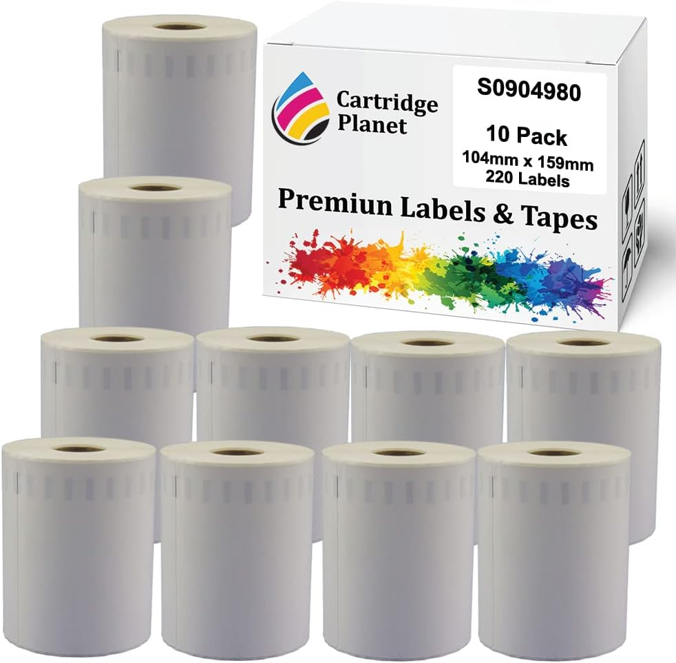 Cartridge Planet 10 Pack Compatible Extra Large Shipping Label Roll for Dymo S0904980 S0904980 104Mm X 159Mm 220 Labels for Dymo Labelwriter 4XL