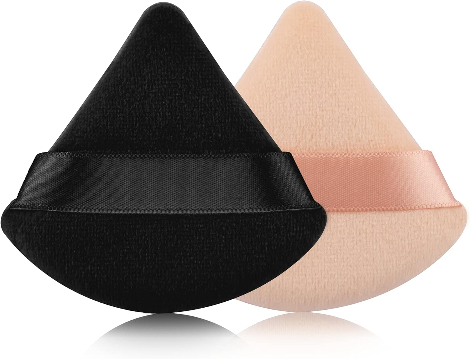 2 Pcs EVAOUXIU Triangle Powder Puff for Face Powder, Soft Plush Setting Powder Puff, Velour Cosmetic Foundation Blender Sponge Beauty Makeup Tools (Nude)