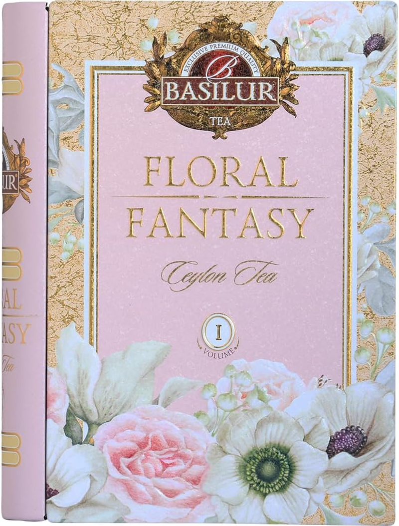Basilur Floral Fantasy Tea Book - Luxury Tea Gift - 100G Loose Leaf Ceylon Green Tea (Peppermint, Hibiscus & Rose) image number 2