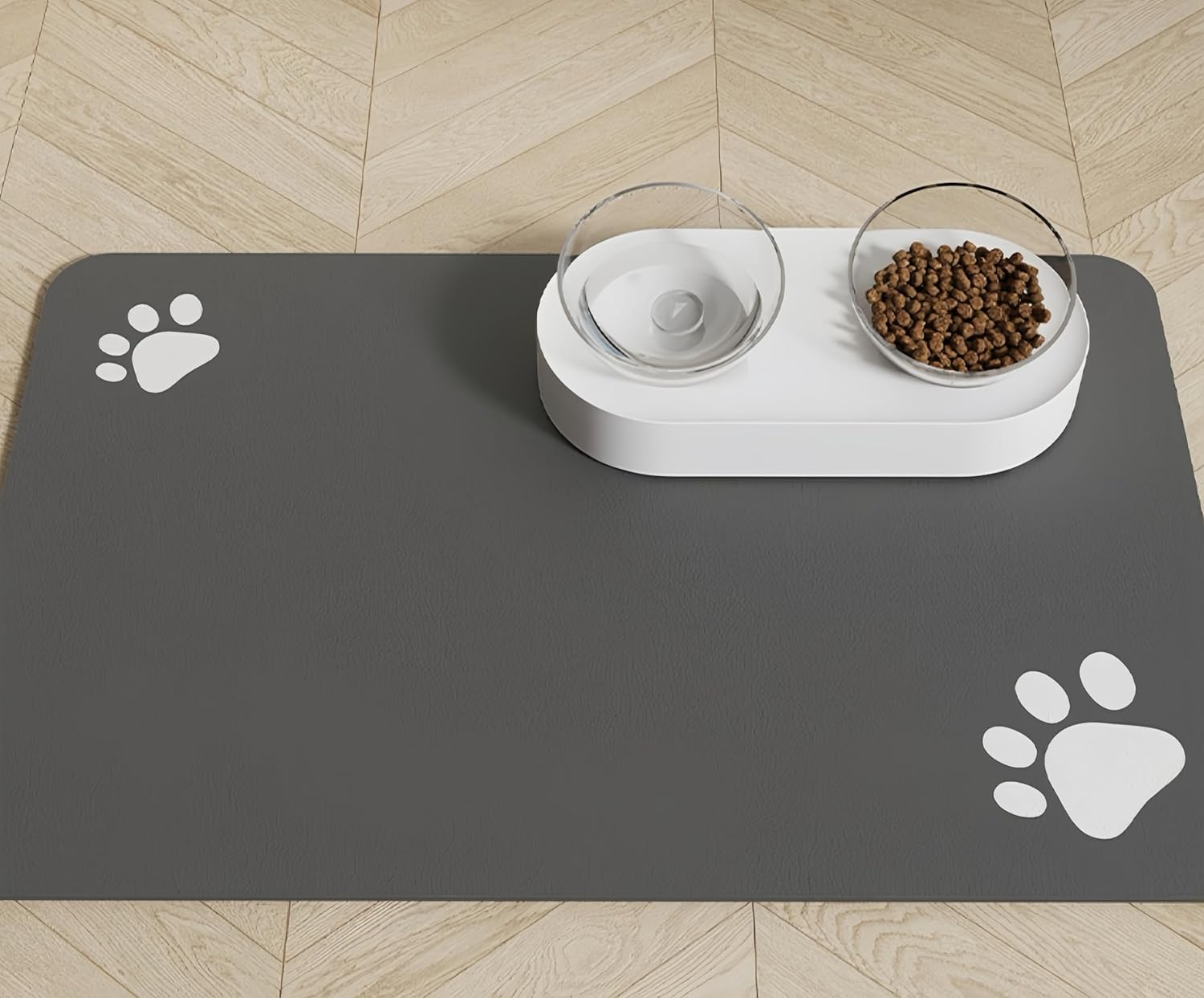 Oundarm Pet Feeding Mat, 24" X 16" Absorbent Dog Food Mat, Dog Mat for Food and Water, No Stains Quick Dry Dog Water Dispenser Mat, Pet Supplies Dog Placemat Dog Water Bowl for Messy Drinker