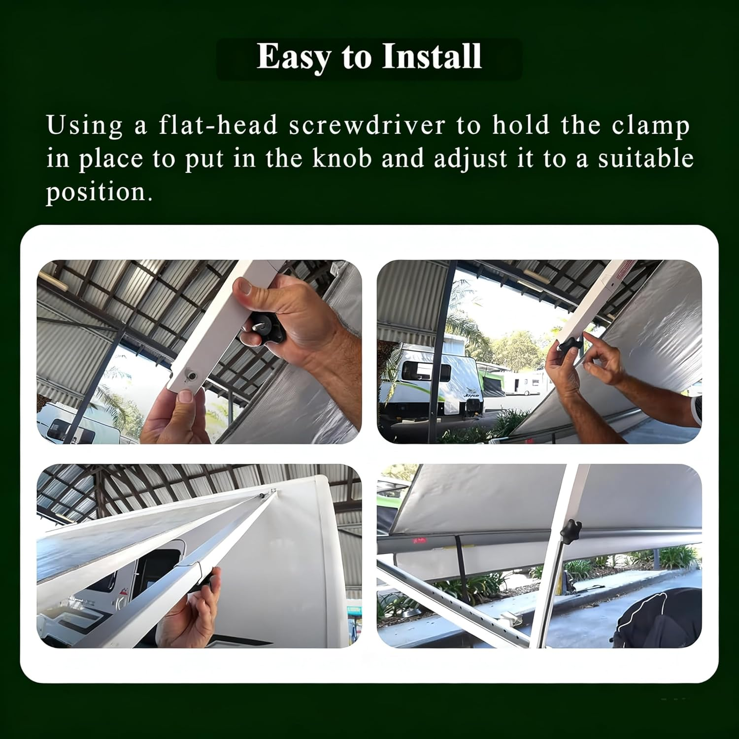 2Pcs 901022 Camper RV Awning Brace Knob Replacement Parts with Clamp & Nut Kit &ndash; Compatible with Carefree/Dometic A&E Camper/Rv/Motorhome