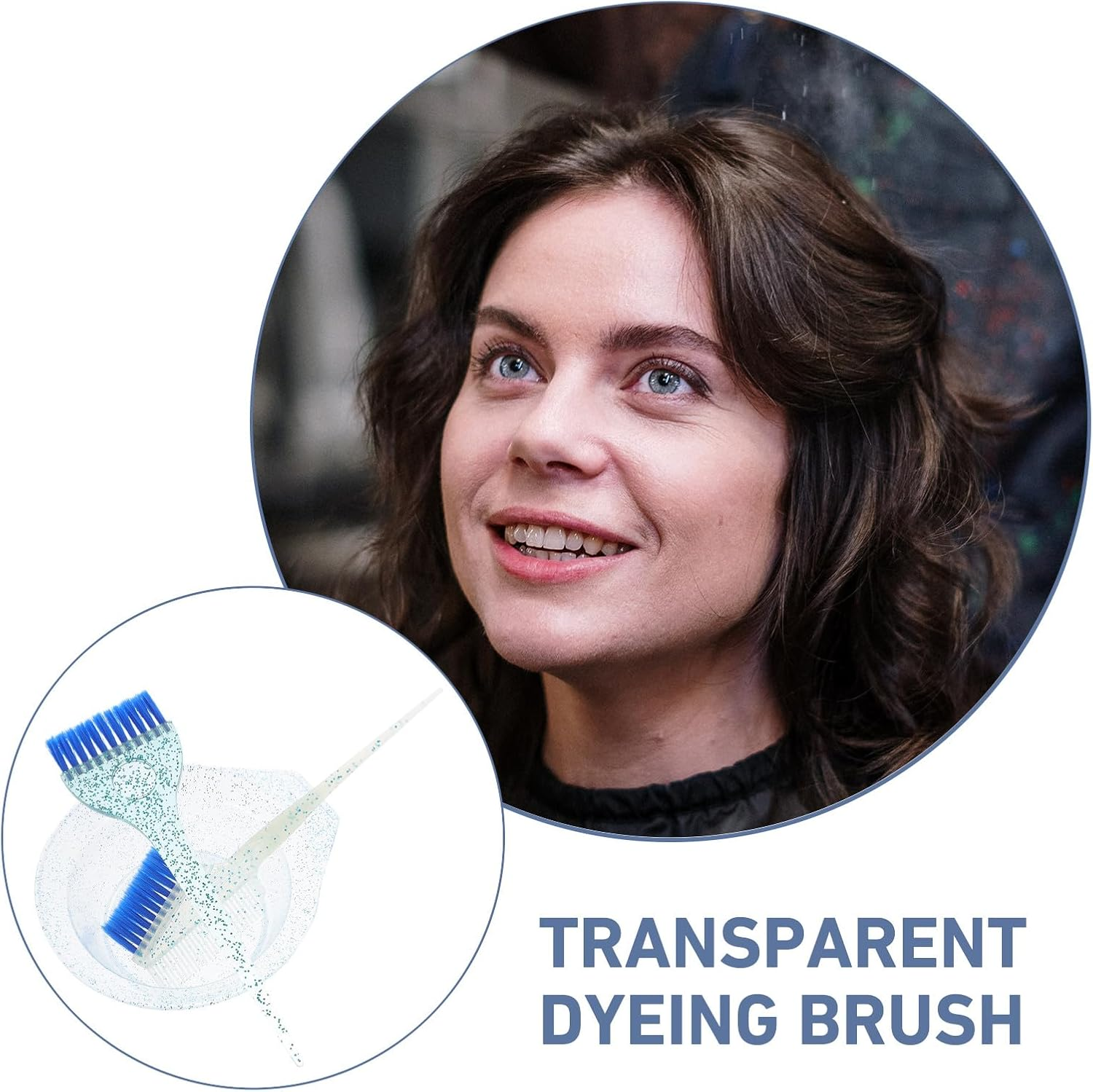 CLISPEED Salon Hair Dyeing Brush Mixing Bowl Flexible Bristles Even Hair Coloring Highlighting Bleaching Tinting Transparent Blue image number 4