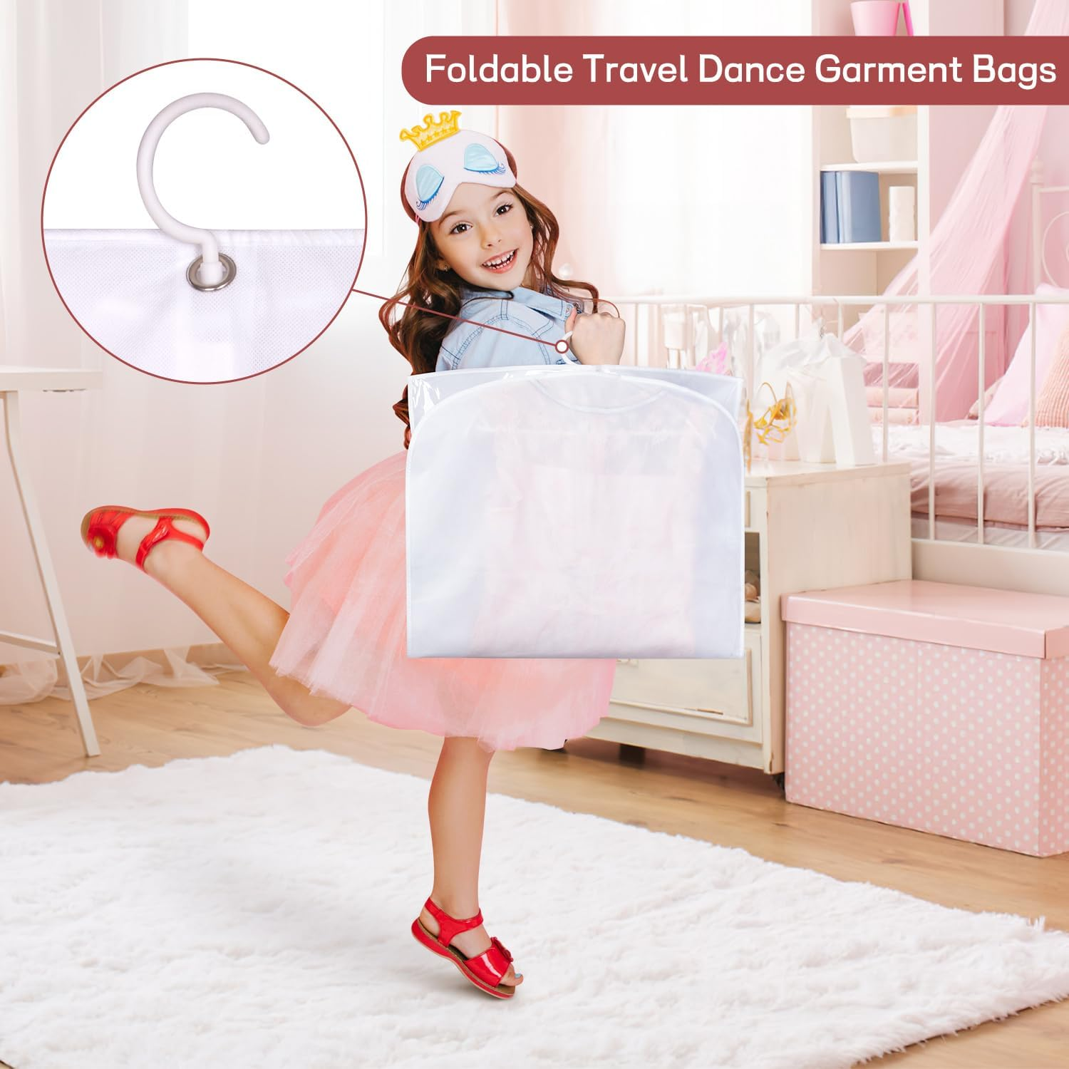 Kimbora Costume Dance Garment Bag with 3 Clear Zipper Pockets for Suits Dress Cover, Travel & Competitions Protector, Set of 2 - Purple image number 7