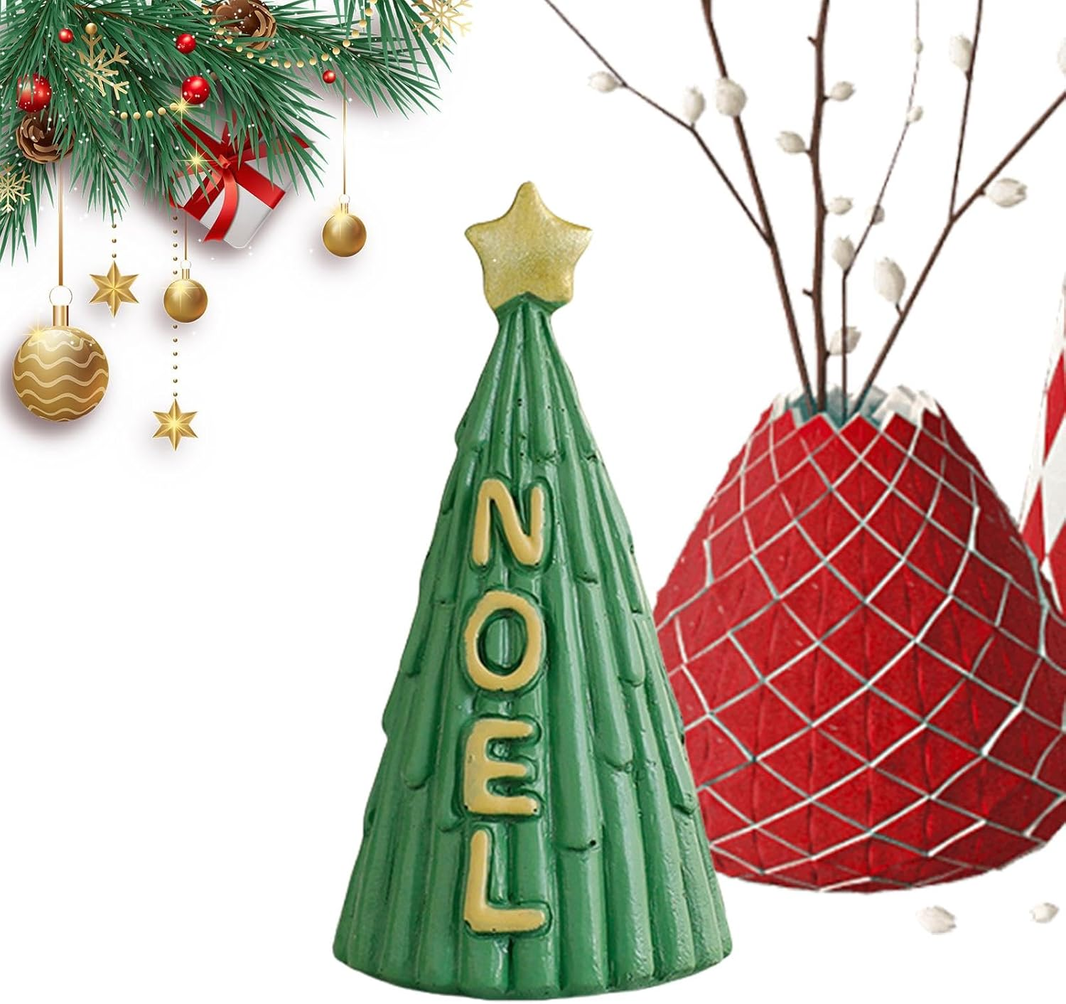 Resin Christmas Tree Figurines - Miniature Resin Tabletop Christmas Tree | Creative Miniature Christmas Tree Figurine Winter Desktop Ornament Set Statues for Holiday Table Decor image number 4