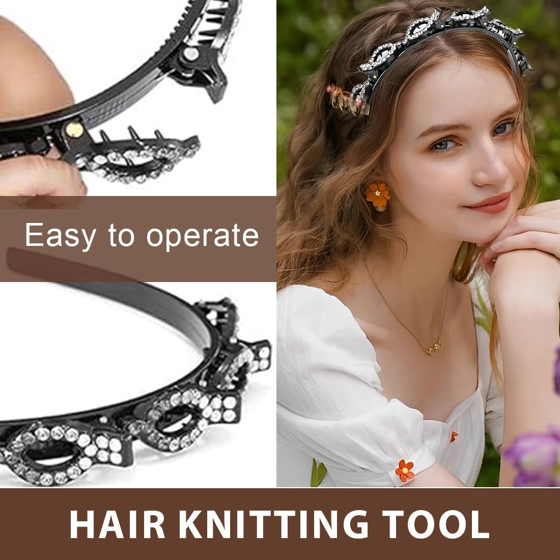 BIRLOZA 1 X Hair Band with Twist Clip Hairstyle Aid Hair Band with Clips Hair Twister Headband Twist Clip Headband Girls Hair Accessories Double Clip Headband image number 2