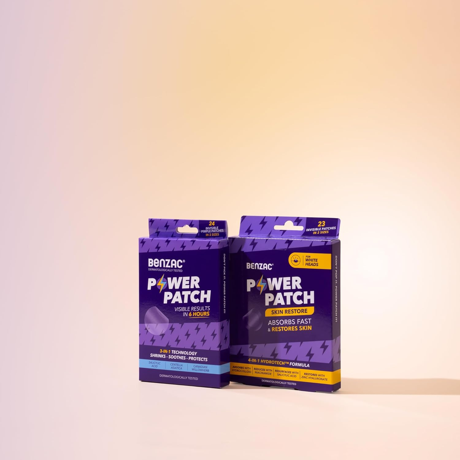 Benzac Power Patch Skin Restore, 23 Invisible Hydrocolloid Pimple Patches in 2 Sizes, 4-In-1 Hydrotech Formula Absorbs White Heads Fast & Restores Skin, Water and Sweat Proof, Make-Up Friendly, for All Skin Types image number 4