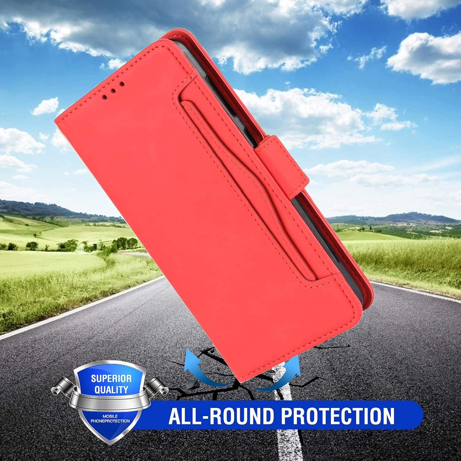 Asuwish Compatible with Samsung Galaxy A14 5G Wallet Case and Tempered Glass Screen Protector Card Holder Stand Leather Flip Cell Accessories Phone Cover for Gaxaly a 14 2023 14A Women Men Red image number 5