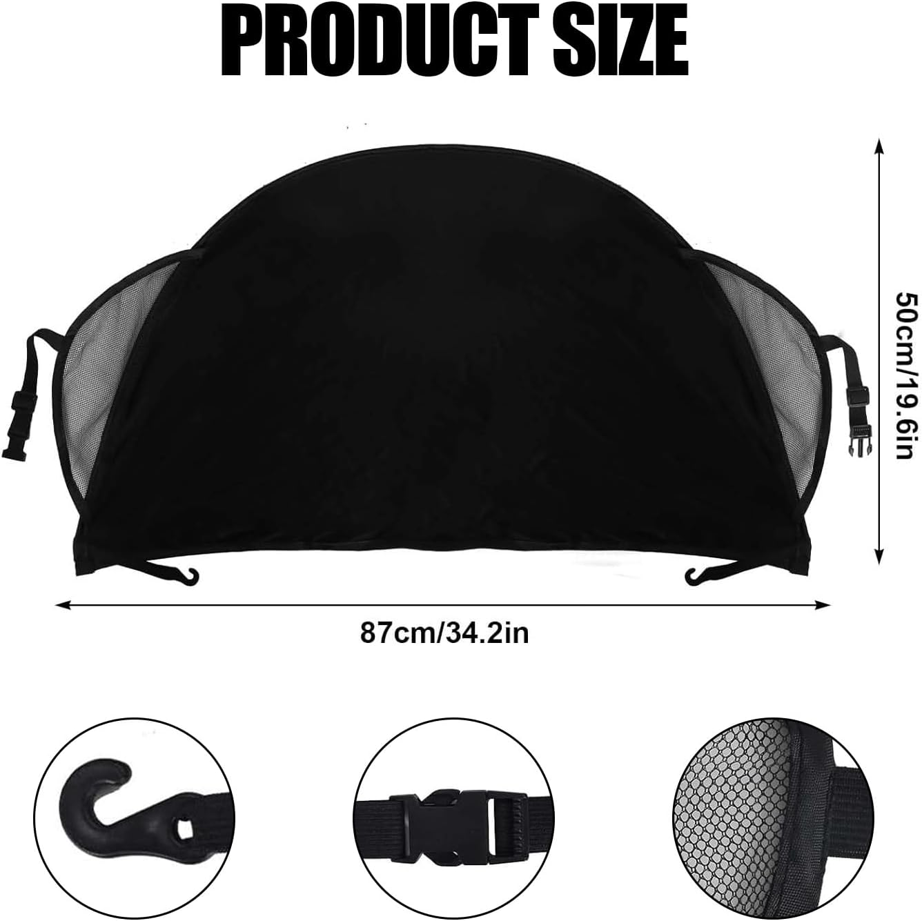 Adjustable Breathable Baby Stroller Sunshade Canopy and Windproof Umbrella, Black for Prams, Pushchairs and Buggies image number 3