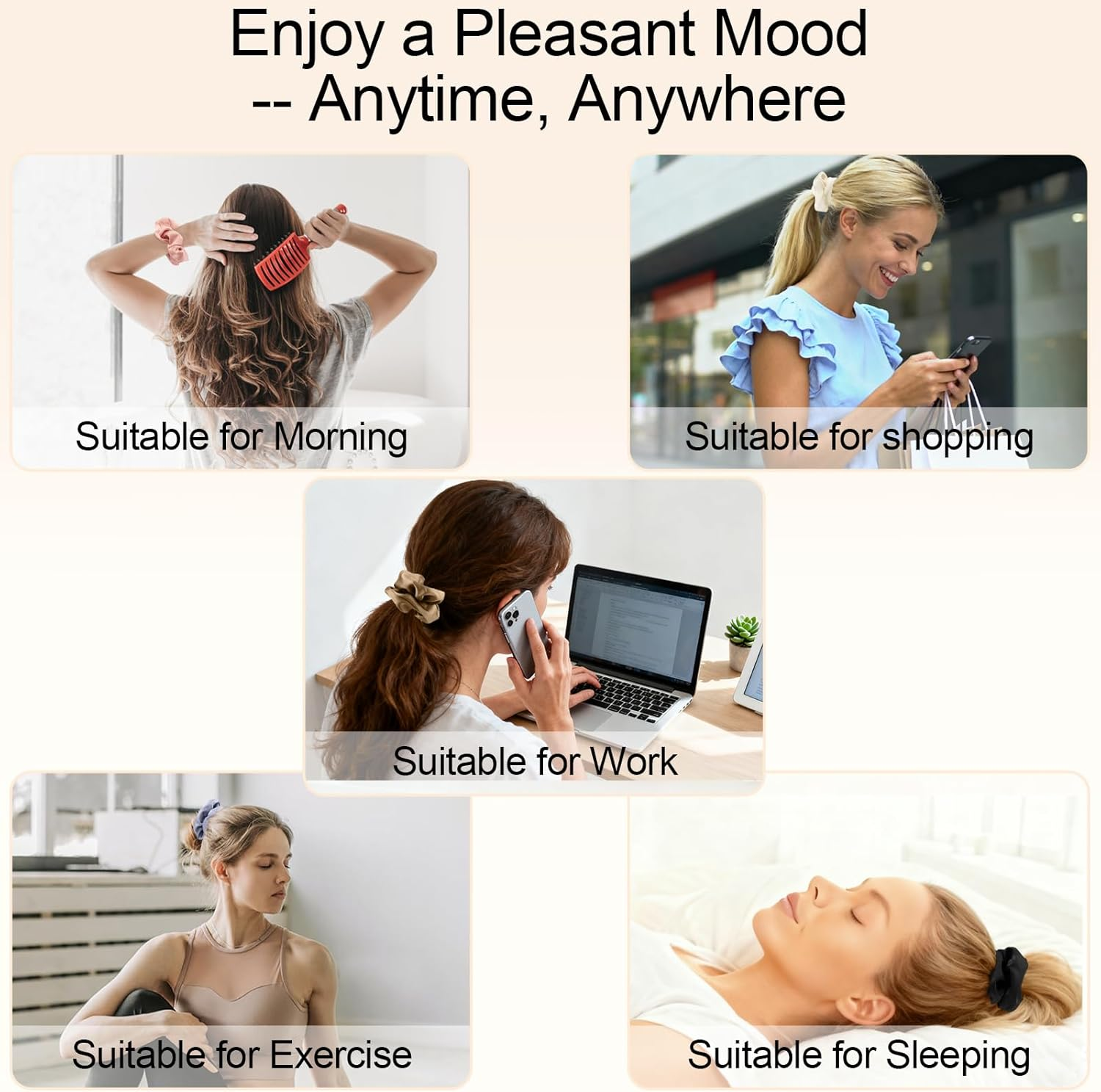 Leonids Satin Hair Scrunchies for Women, Silk Hair Scrunchies for Girls, Elastic Hair Bands (Black+Black+Black) - Black+White+Pink image number 5