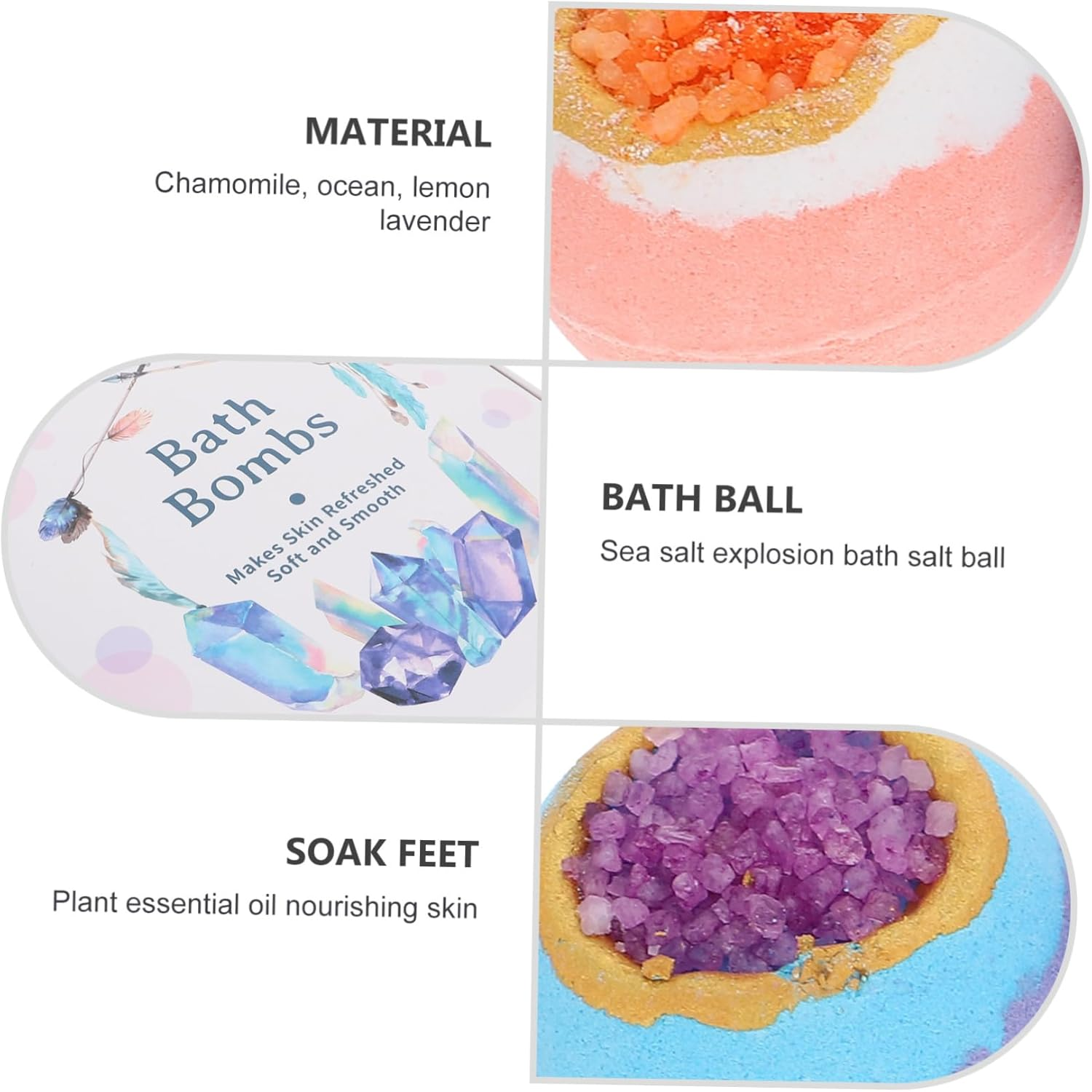 Healeved 4Pcs Exfoliating Bubble Dead Sea Bath Balls Boys and Girls Bubble Bombs Box image number 5