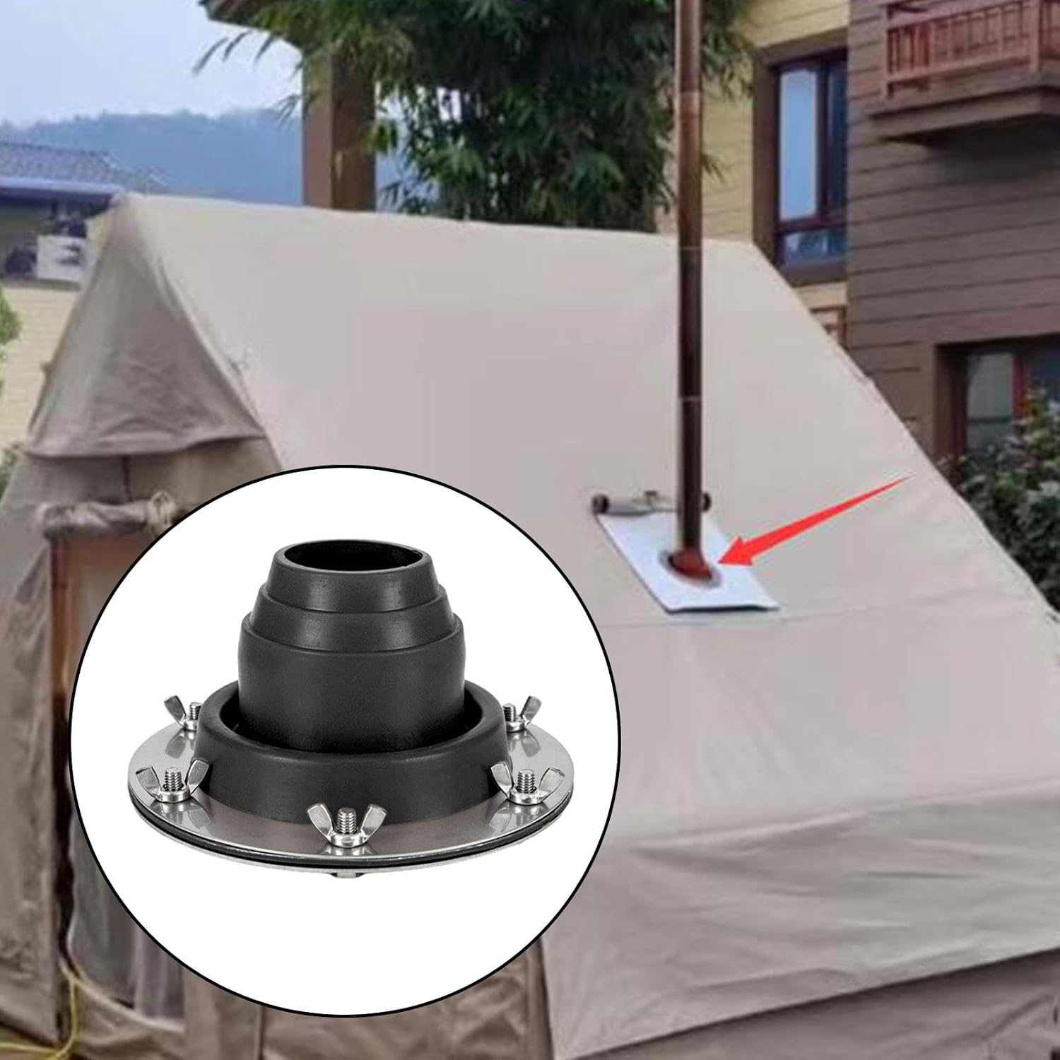 Eigell Silicone Hot Tent Stove Jack Roof Pipe Flashing Heat Resistant Chimney Hole Durable Fireproof Protection Ring for Tent Yurt image number 4