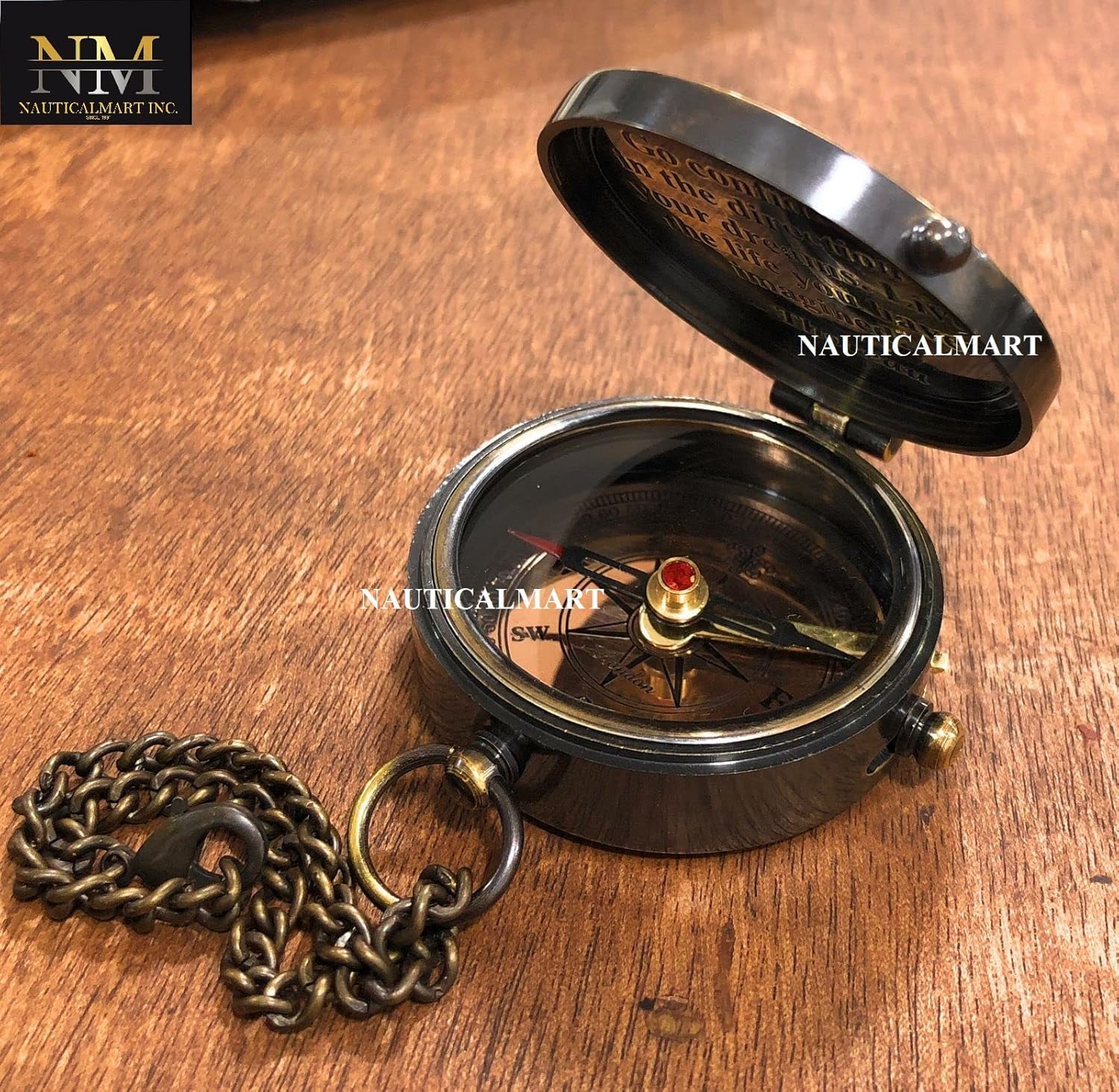 Thoreau'S Go Confidently Quote Engraved Compass with Stamped Leather Case, Camping Compass, Boating Compass, Gift Compass, Graduation Day Gifts image number 5